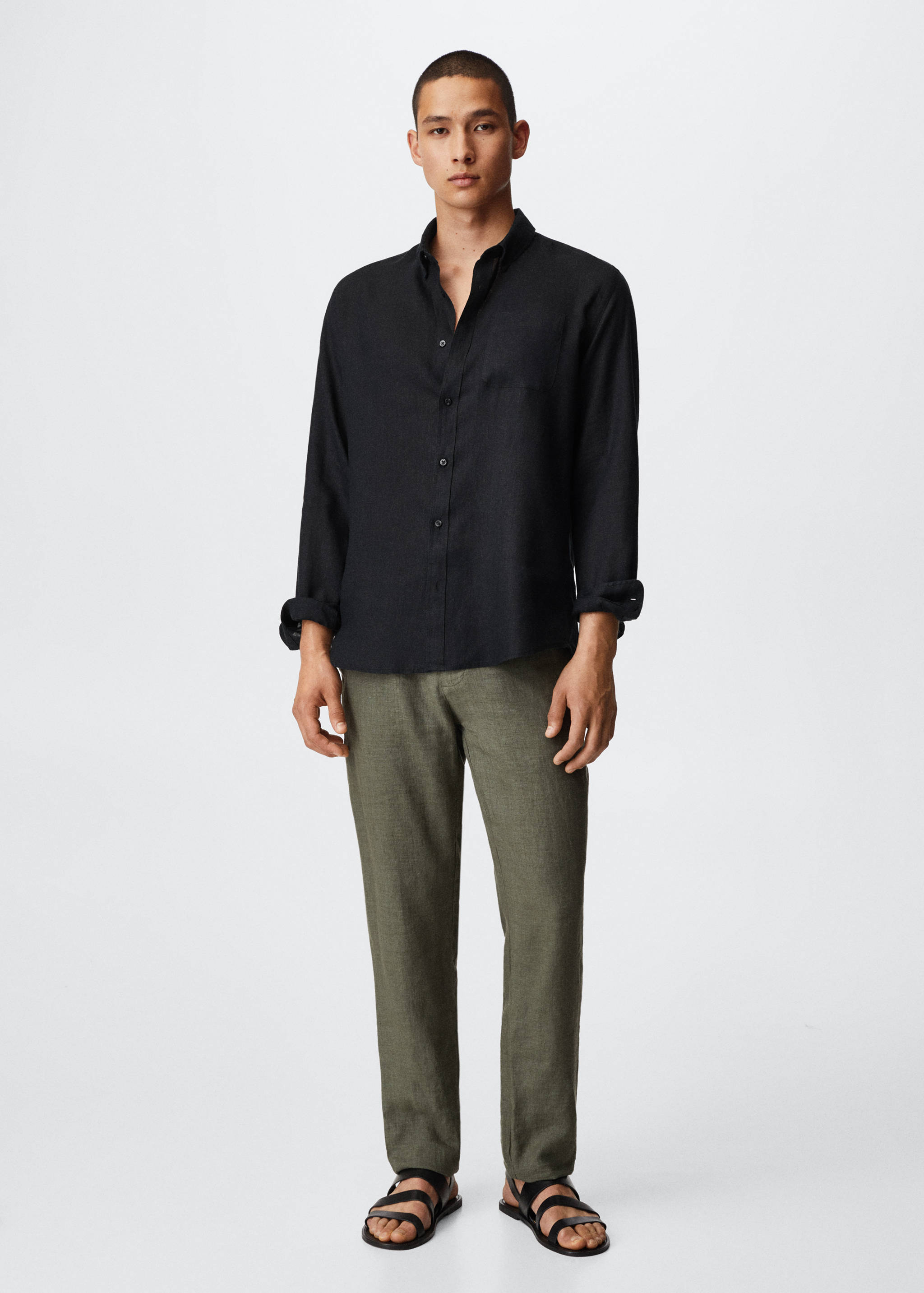 Slim fit-skjorta 100% linne - Allmän bild