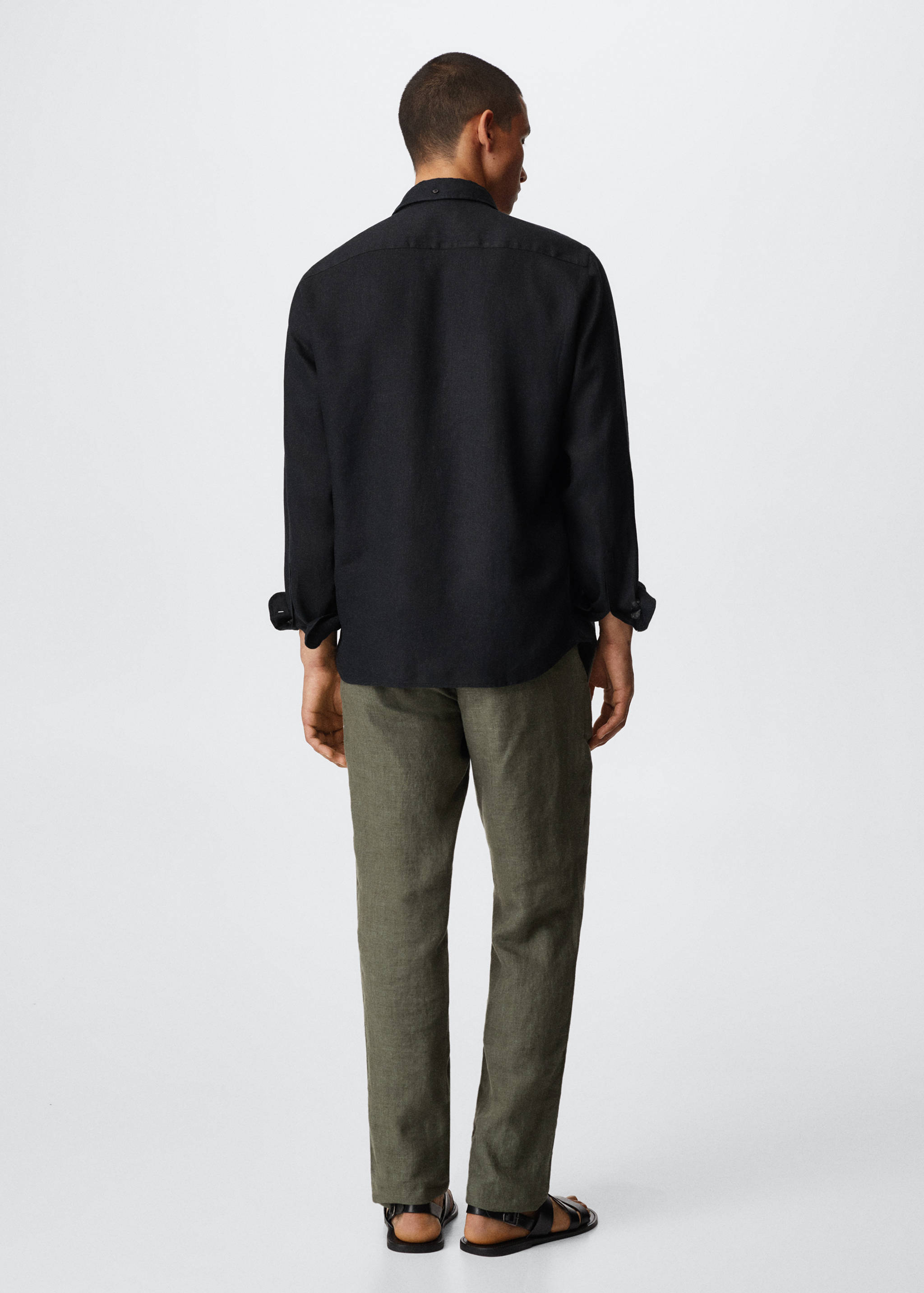 Slim fit-skjorta 100% linne - Artikelns baksida