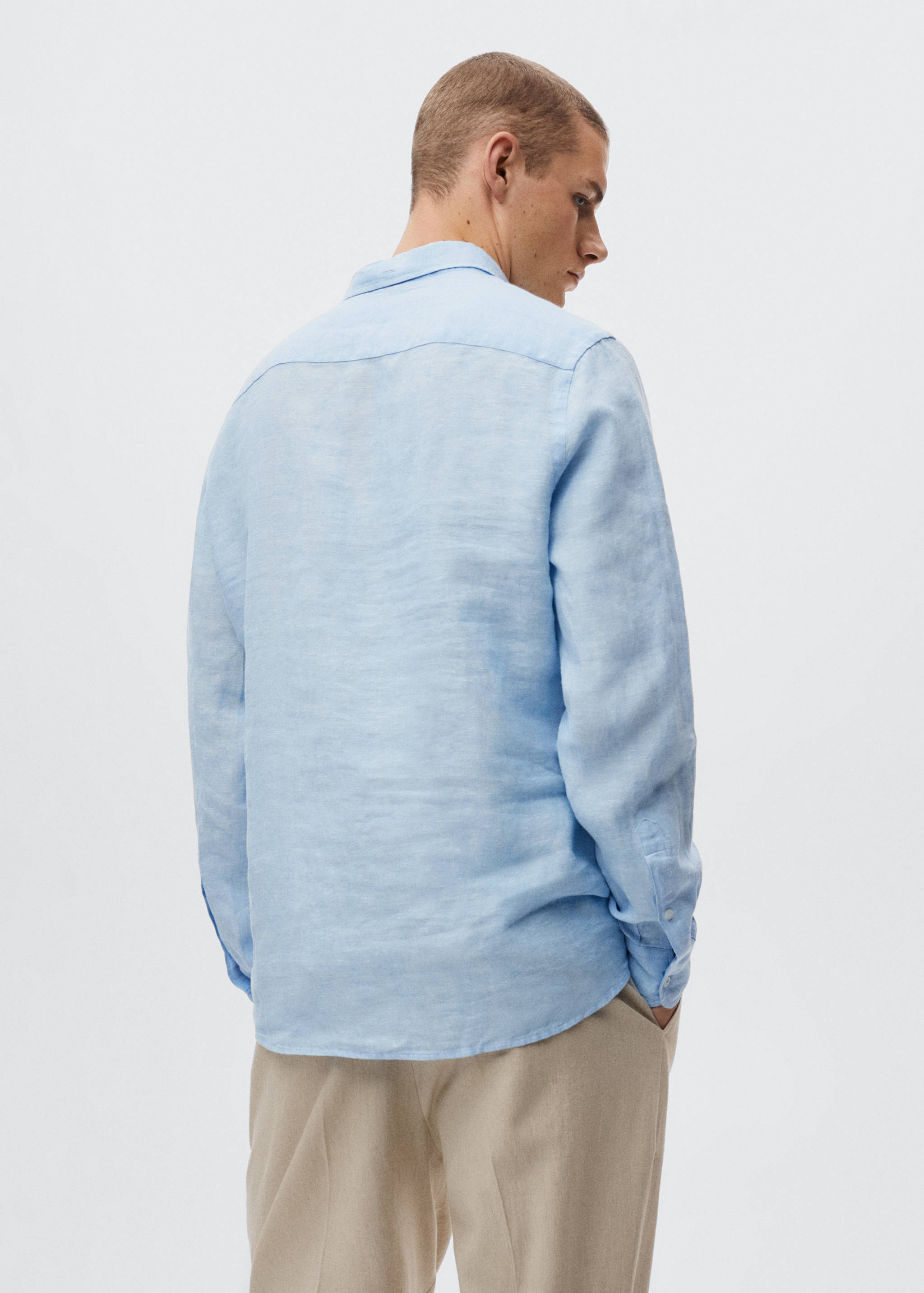 Slim fit-skjorta 100% linne - Artikelns baksida