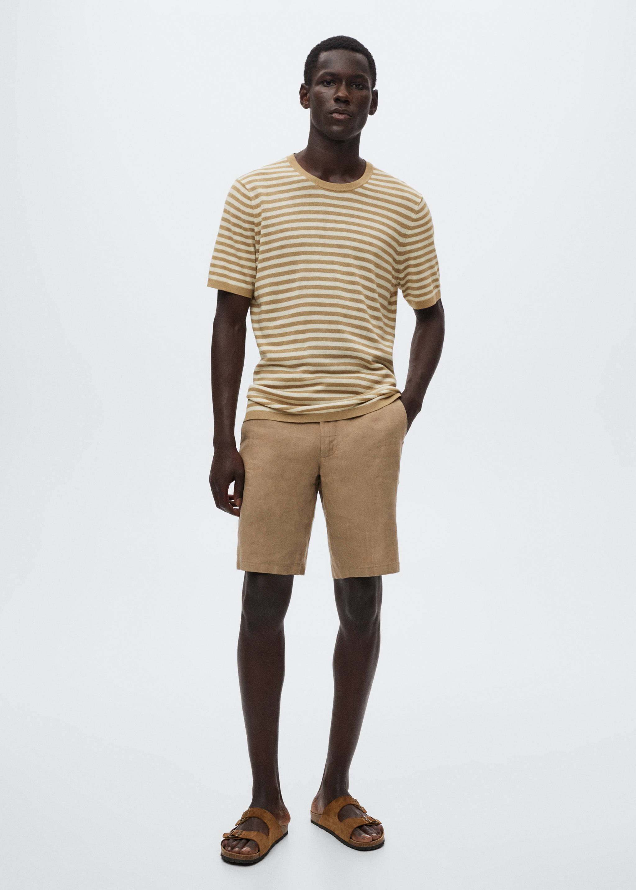 Gestreiftes Leinen-T-Shirt - Allgemeine Ansicht