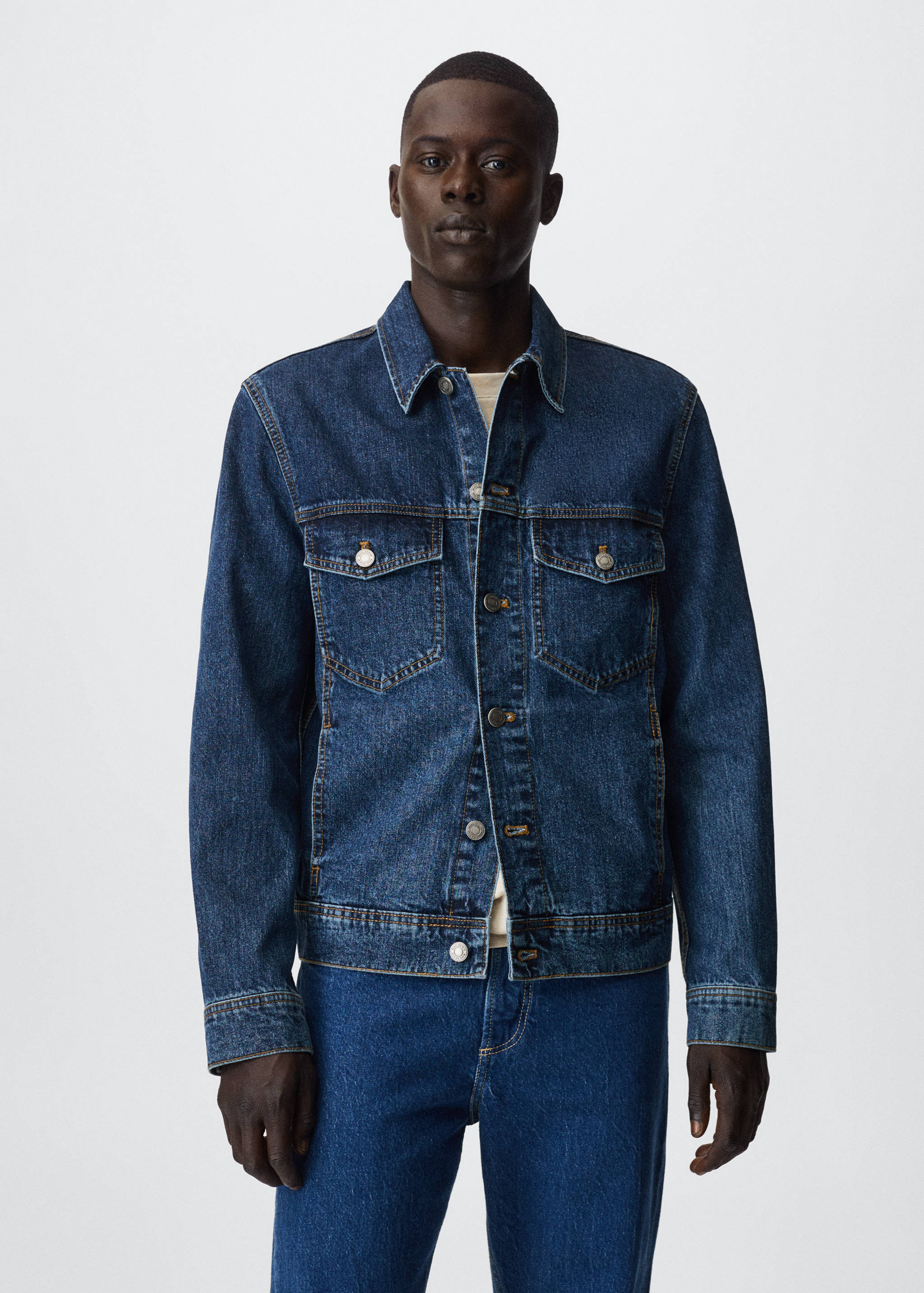 Blouson jean poches - Plan moyen
