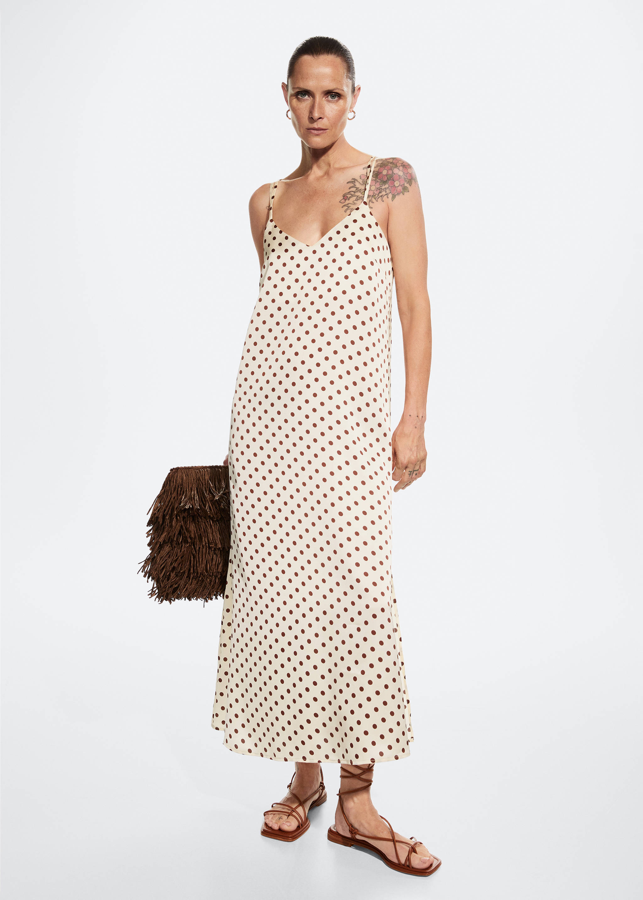 Satiniertes Kleid mit Polka Dots - Detail des Artikels 2