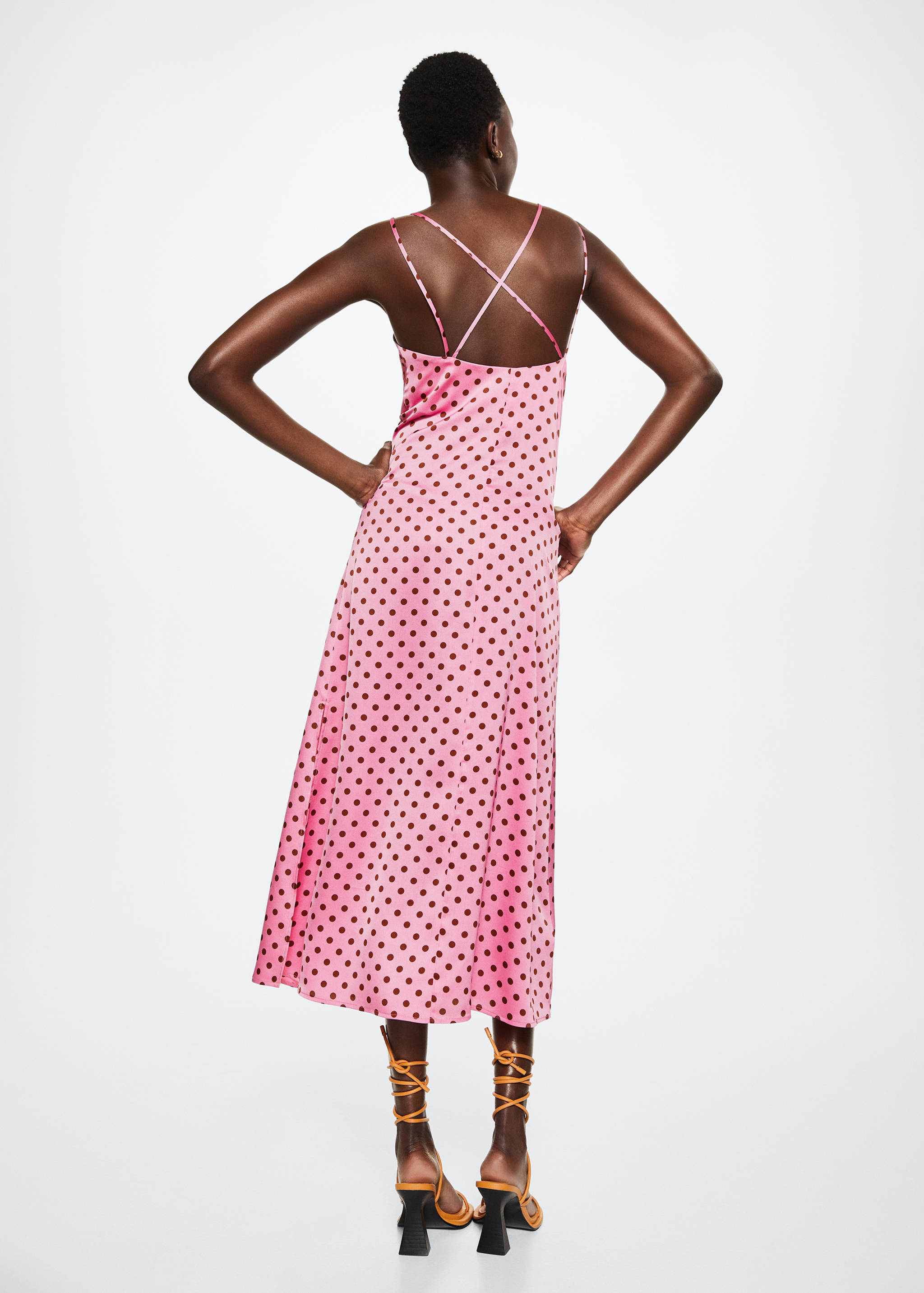 Satiniertes Kleid mit Polka Dots - Rückseite des Artikels