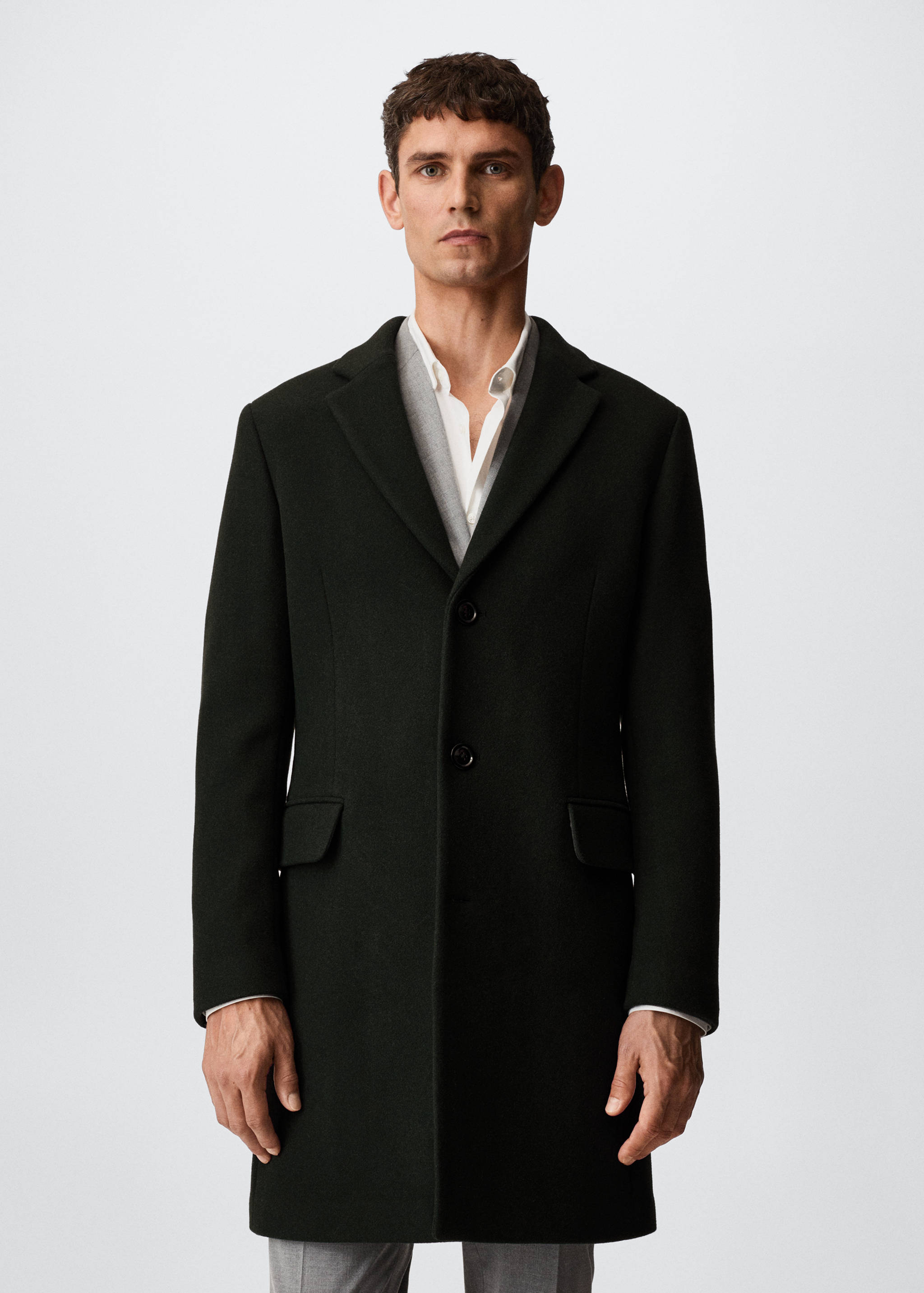 Manteau long laine recyclée - Plan moyen