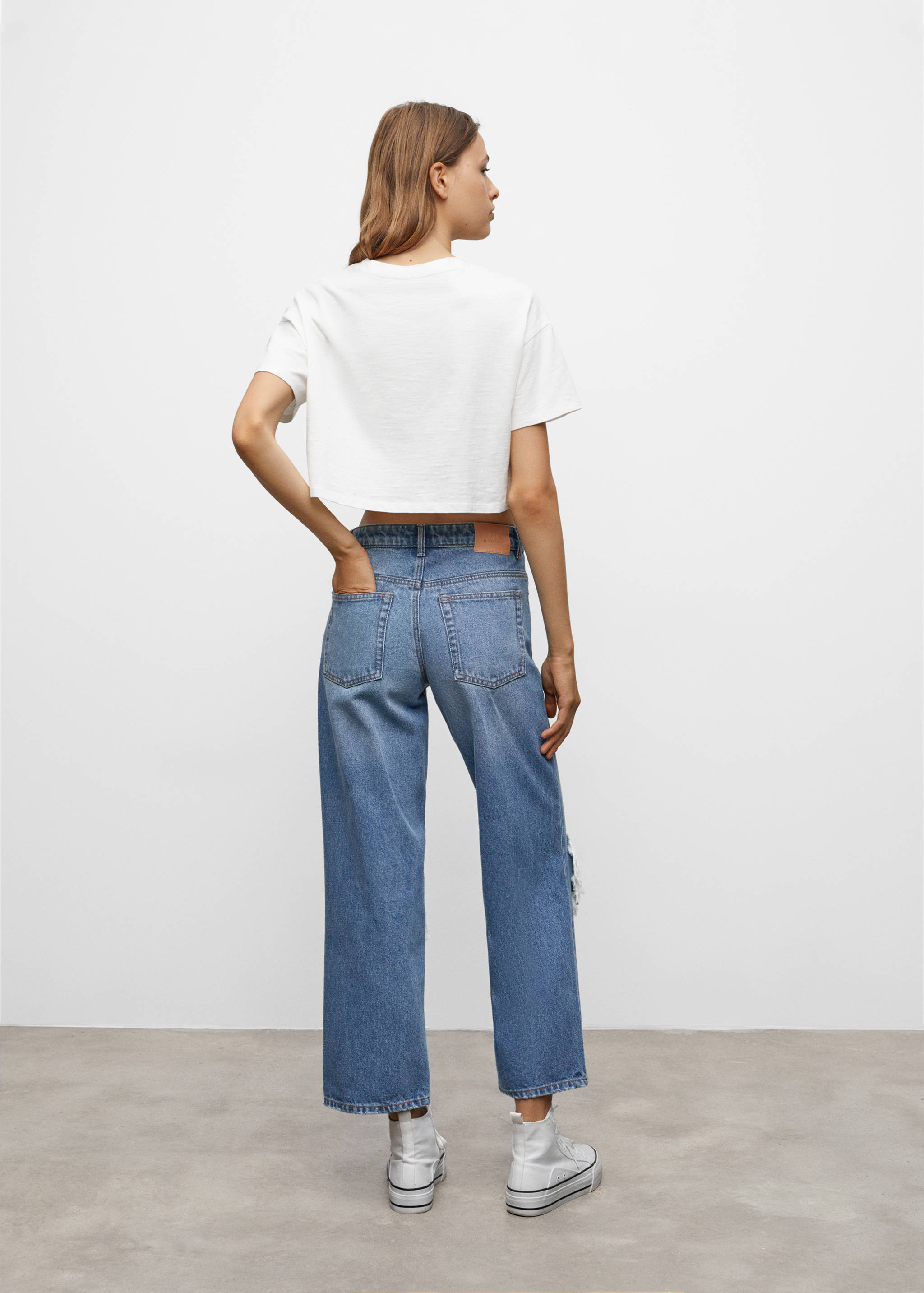 Decorative ripped wideleg jeans - Reverse of the article