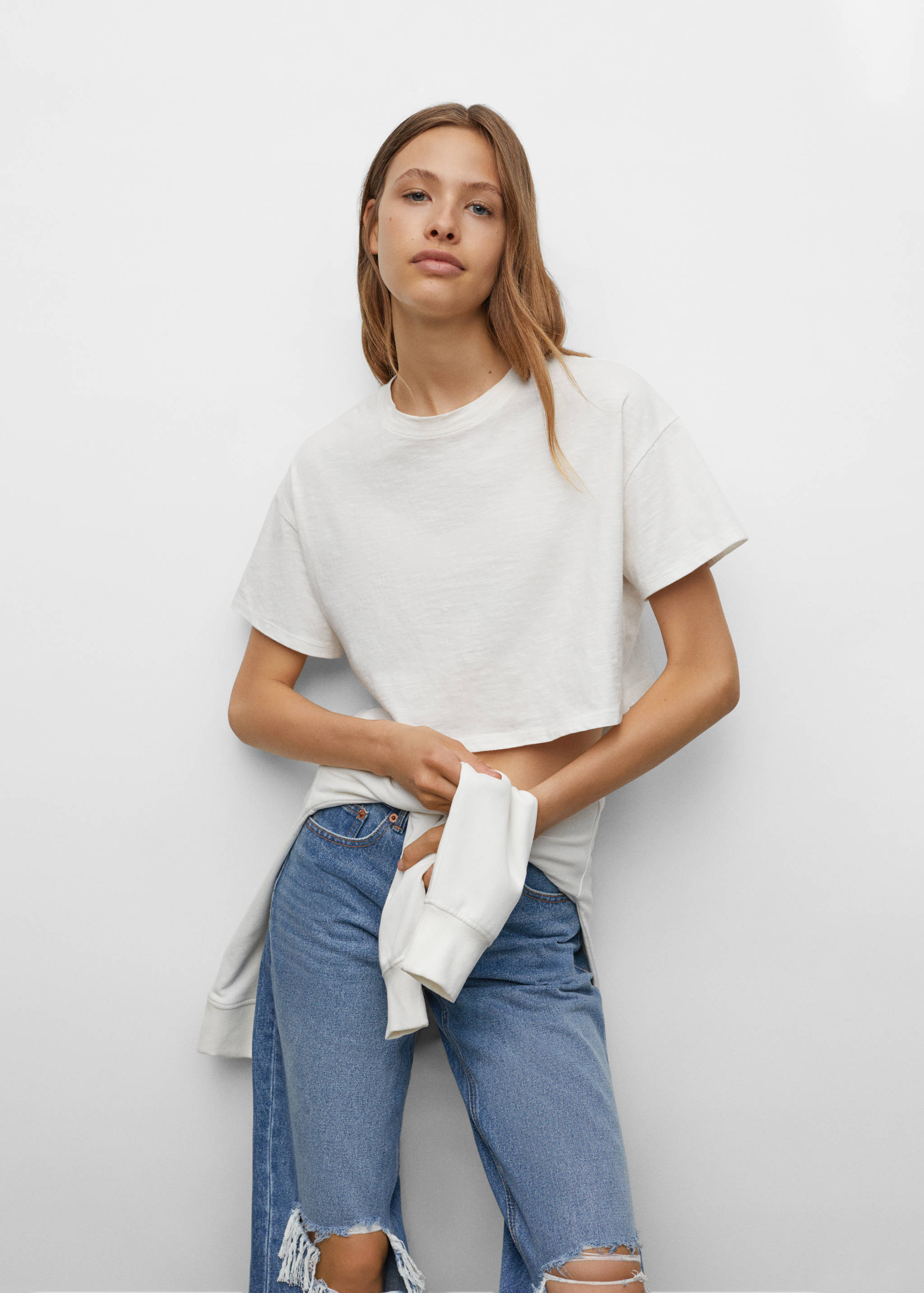 Decorative ripped wideleg jeans - Details of the article 1