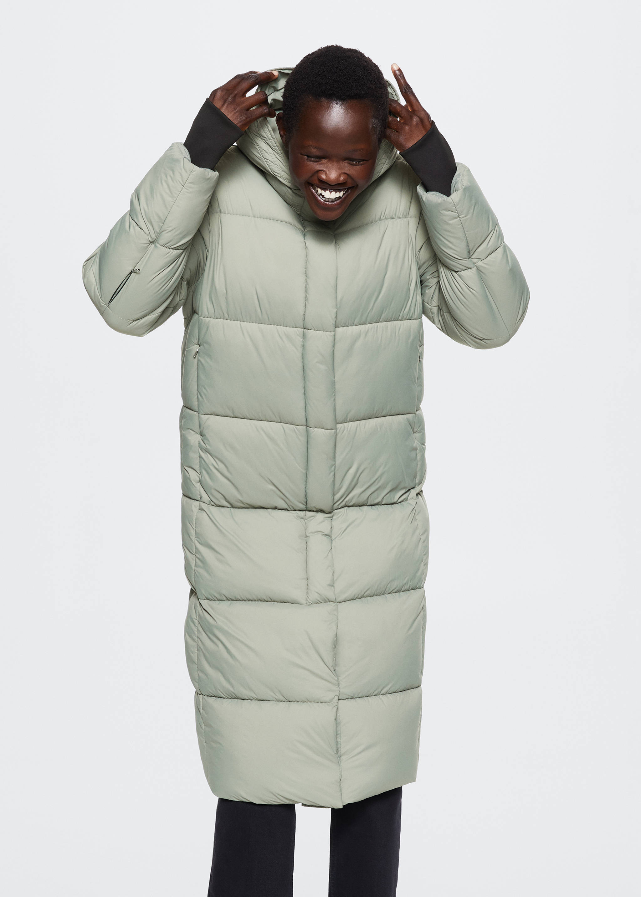 Quilted long coat - Medium plane
