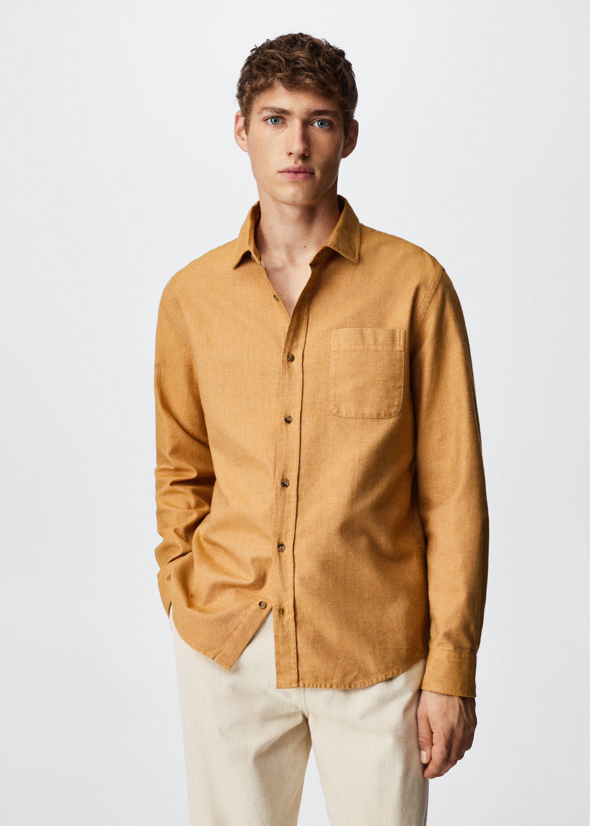 Chest-pocket cotton shirt - Medium plane