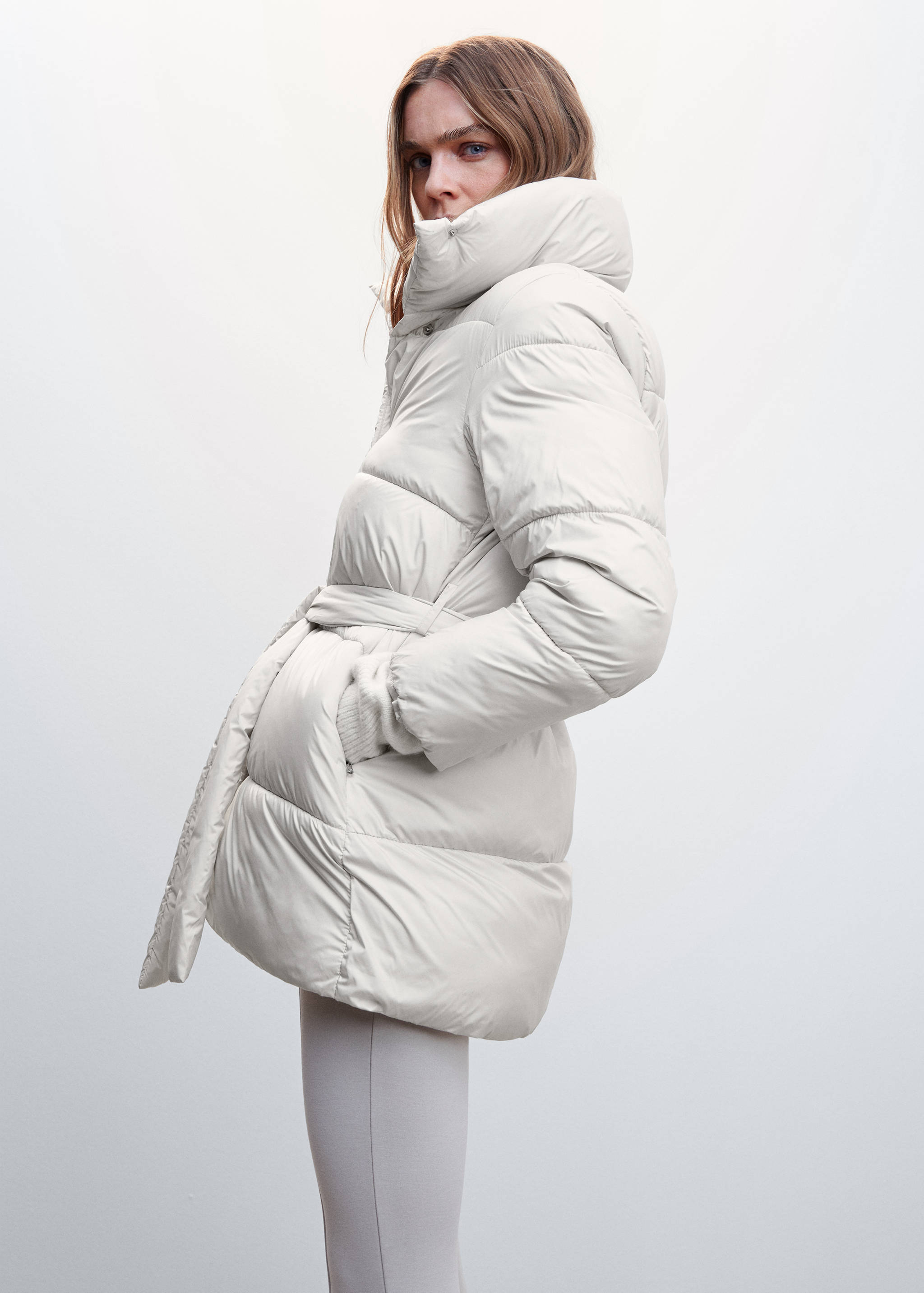 Belt quilted coat - Details of the article 2