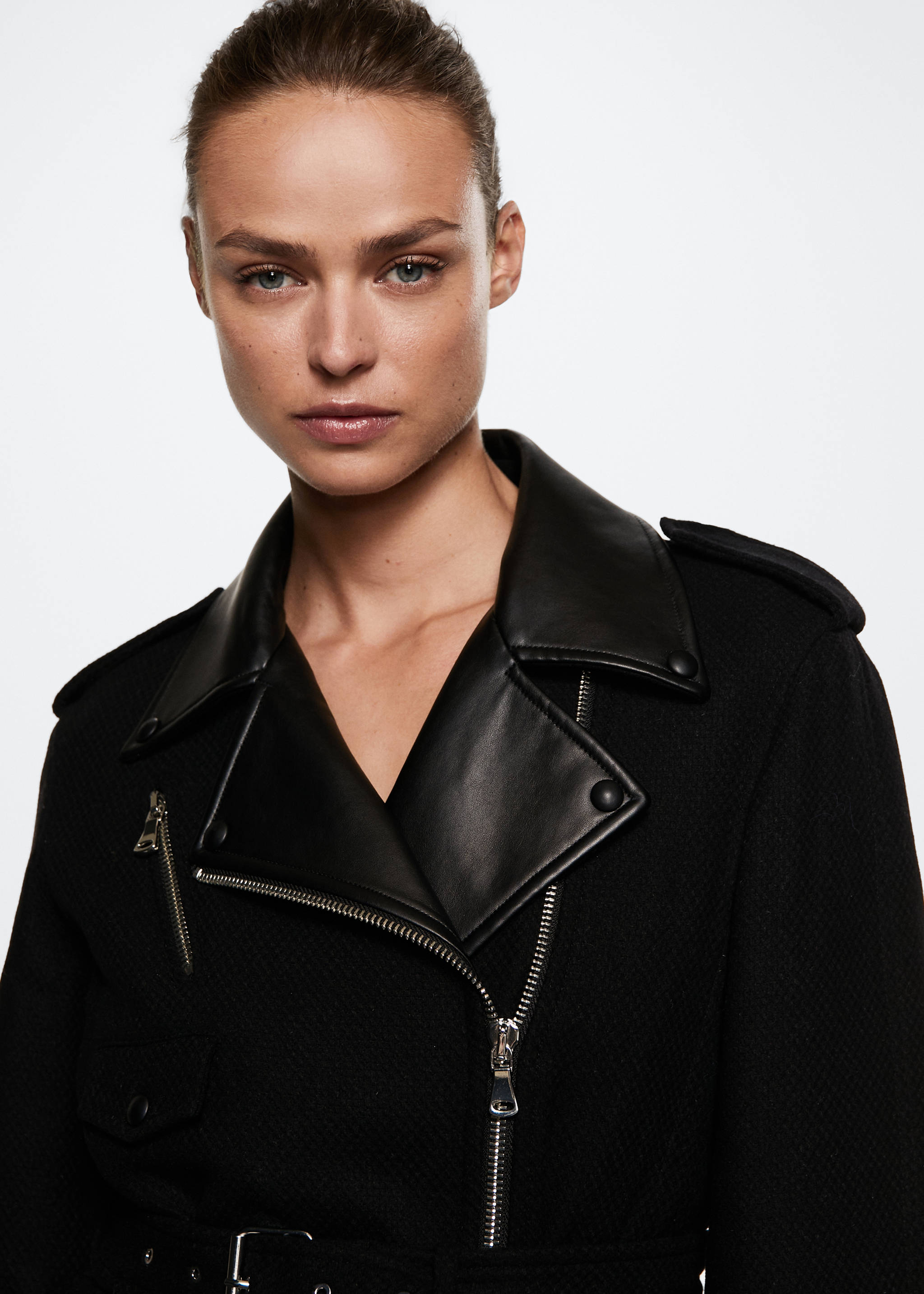 Abrigo biker lana - Plano medio