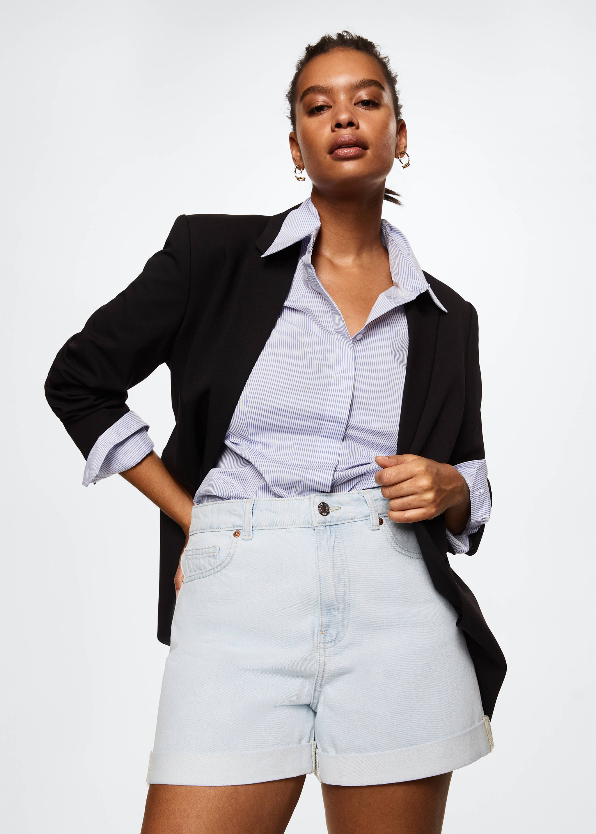 Mom-fit denim shorts - Details of the article 3