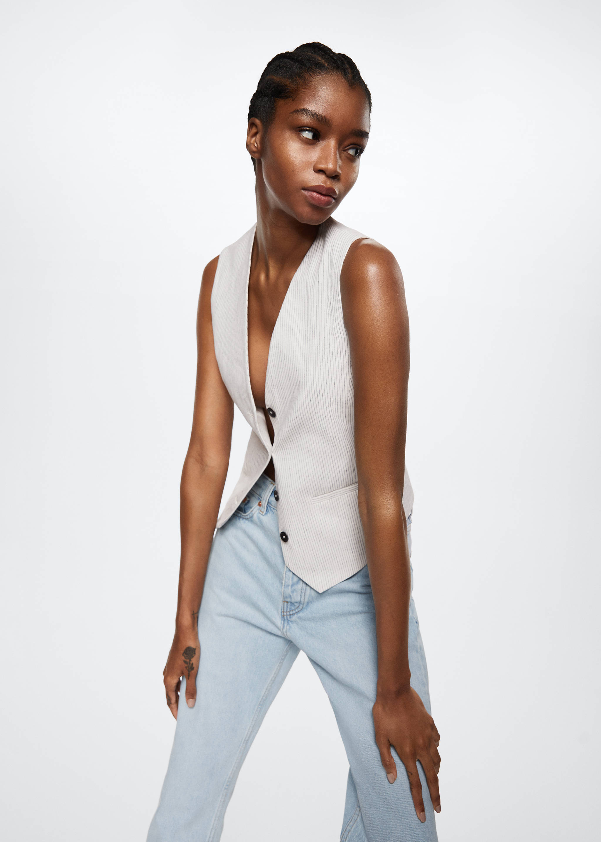 Jeans rectos tiro alto crop - Detalle del artículo 1