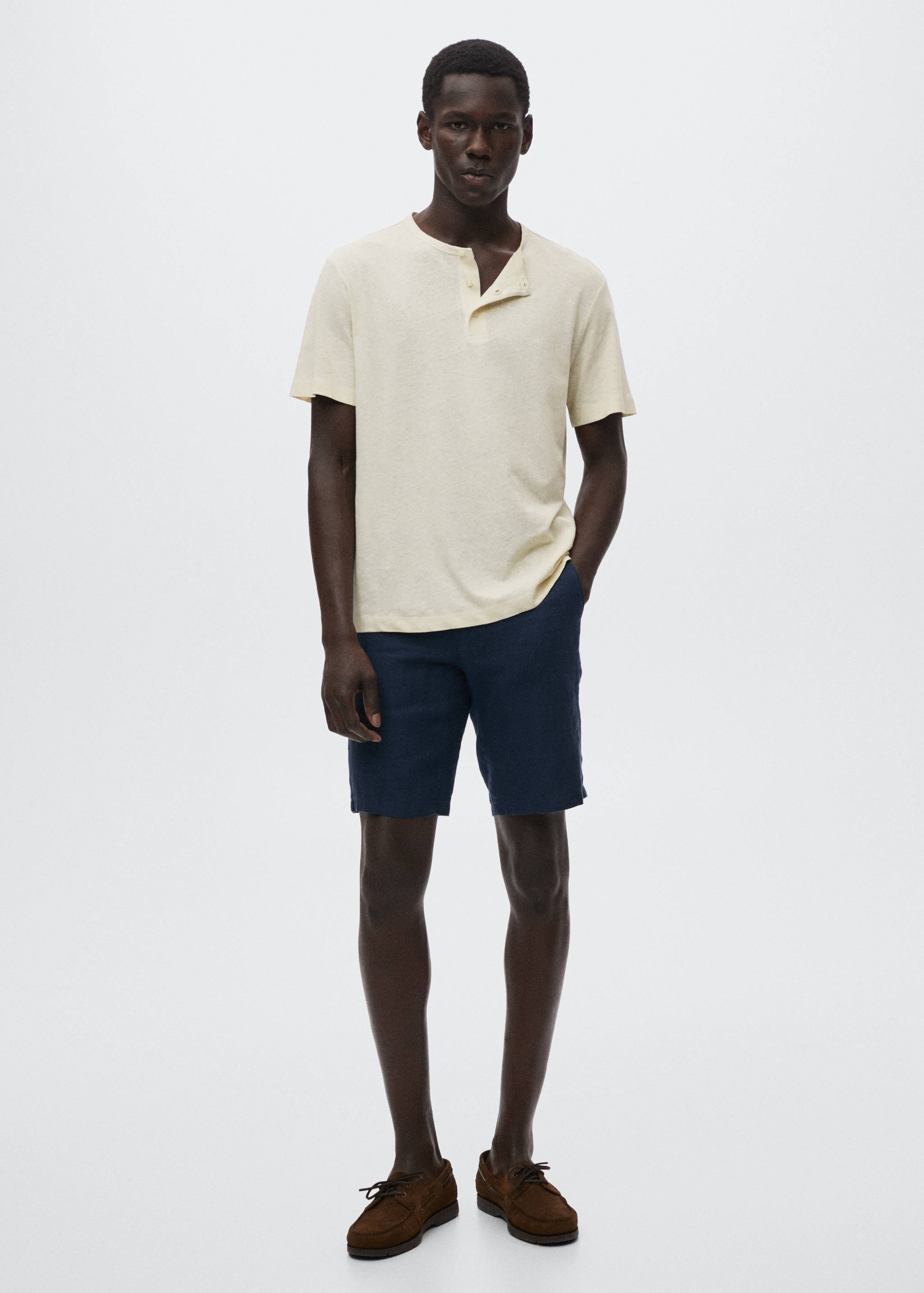 Henley linen-blend T-shirt - General plane