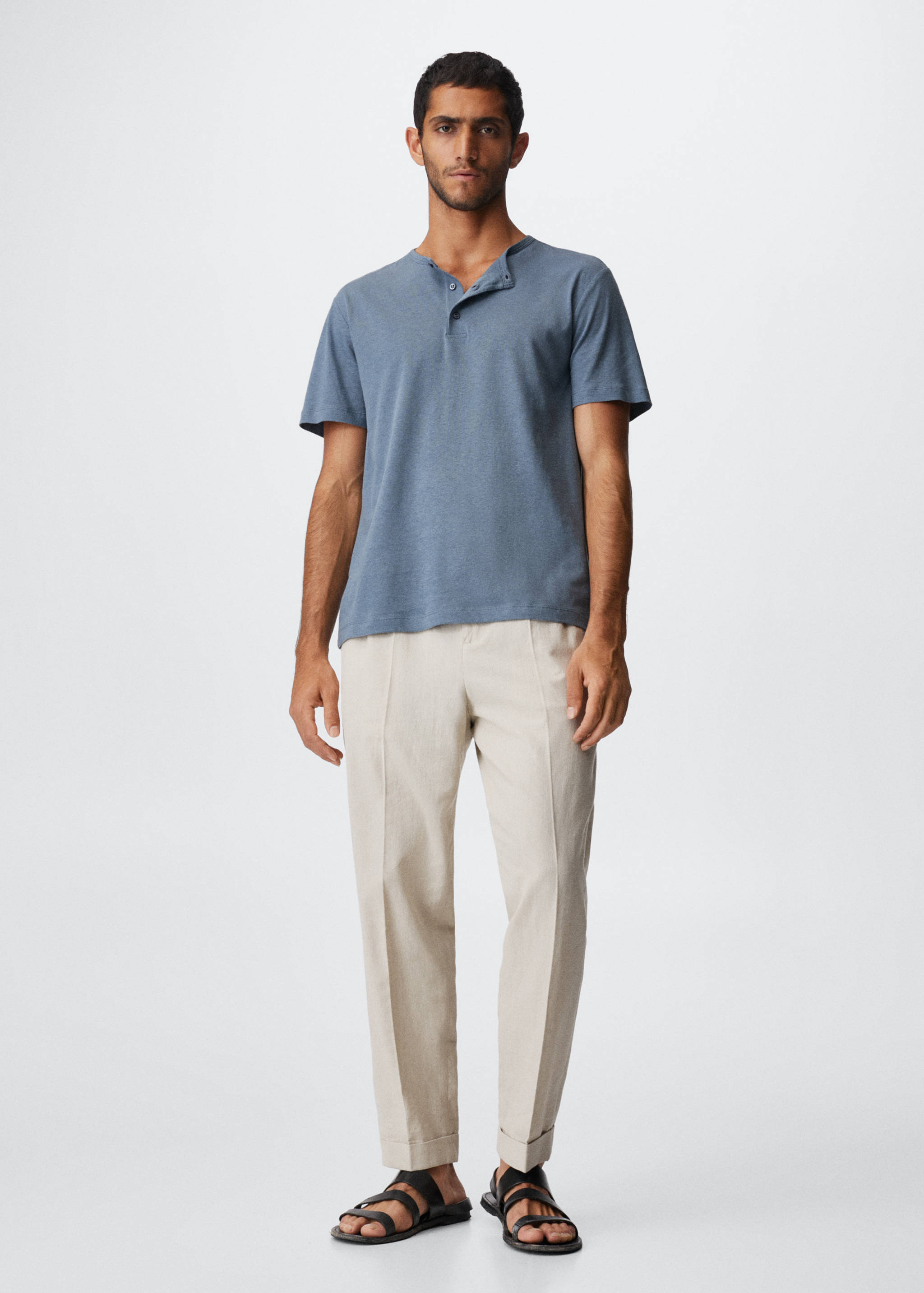 Henley linen-blend T-shirt - General plane