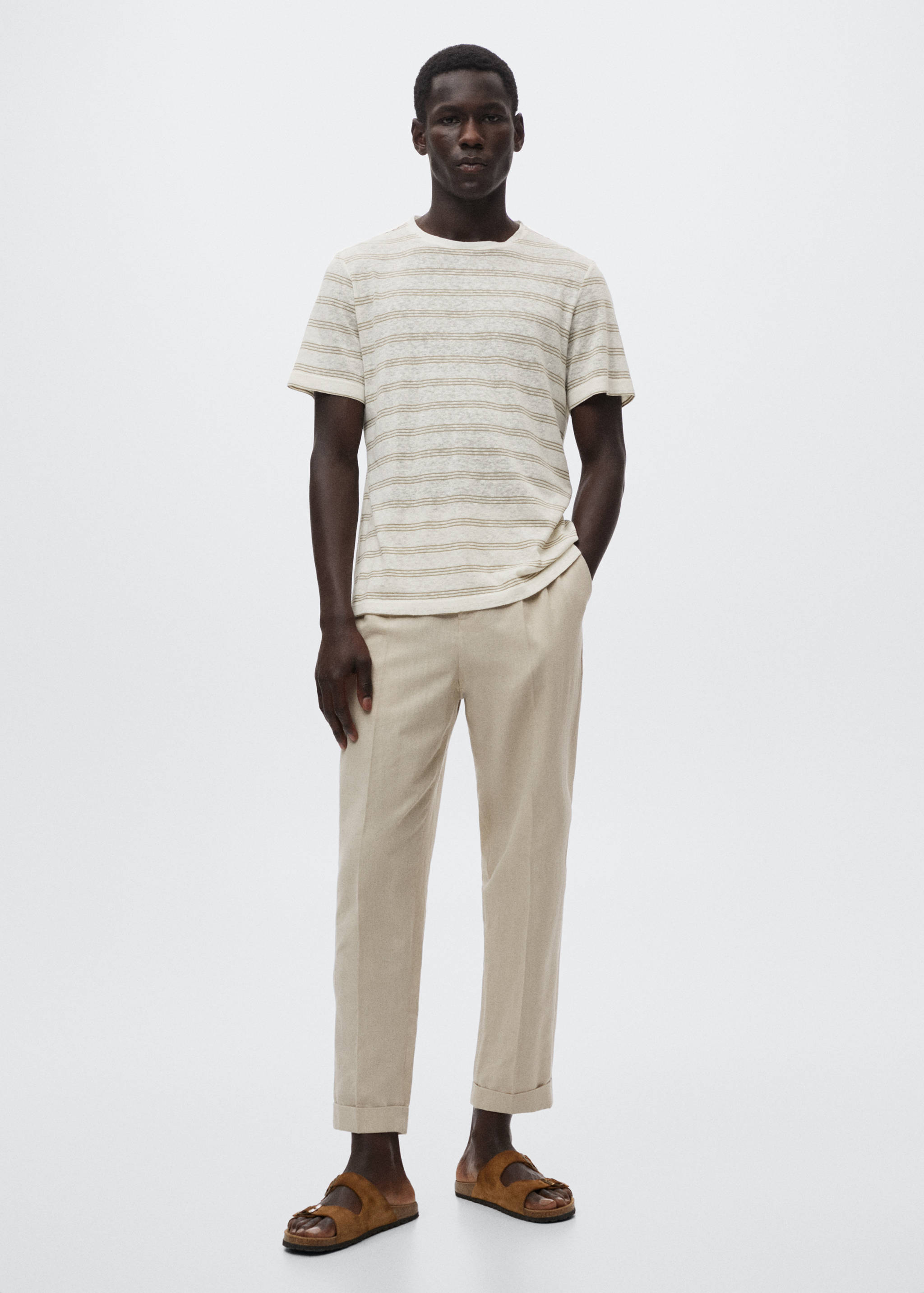 Gestreiftes Leinen-T-Shirt - Allgemeine Ansicht