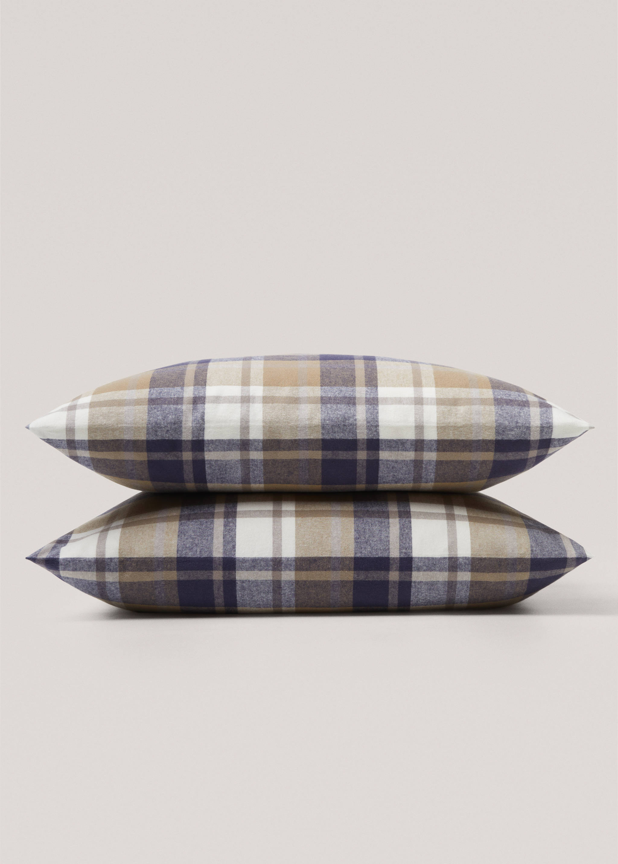 Taie d’oreiller flanelle carreaux tissés 60x60 cm (Lot de deux) - Plan moyen