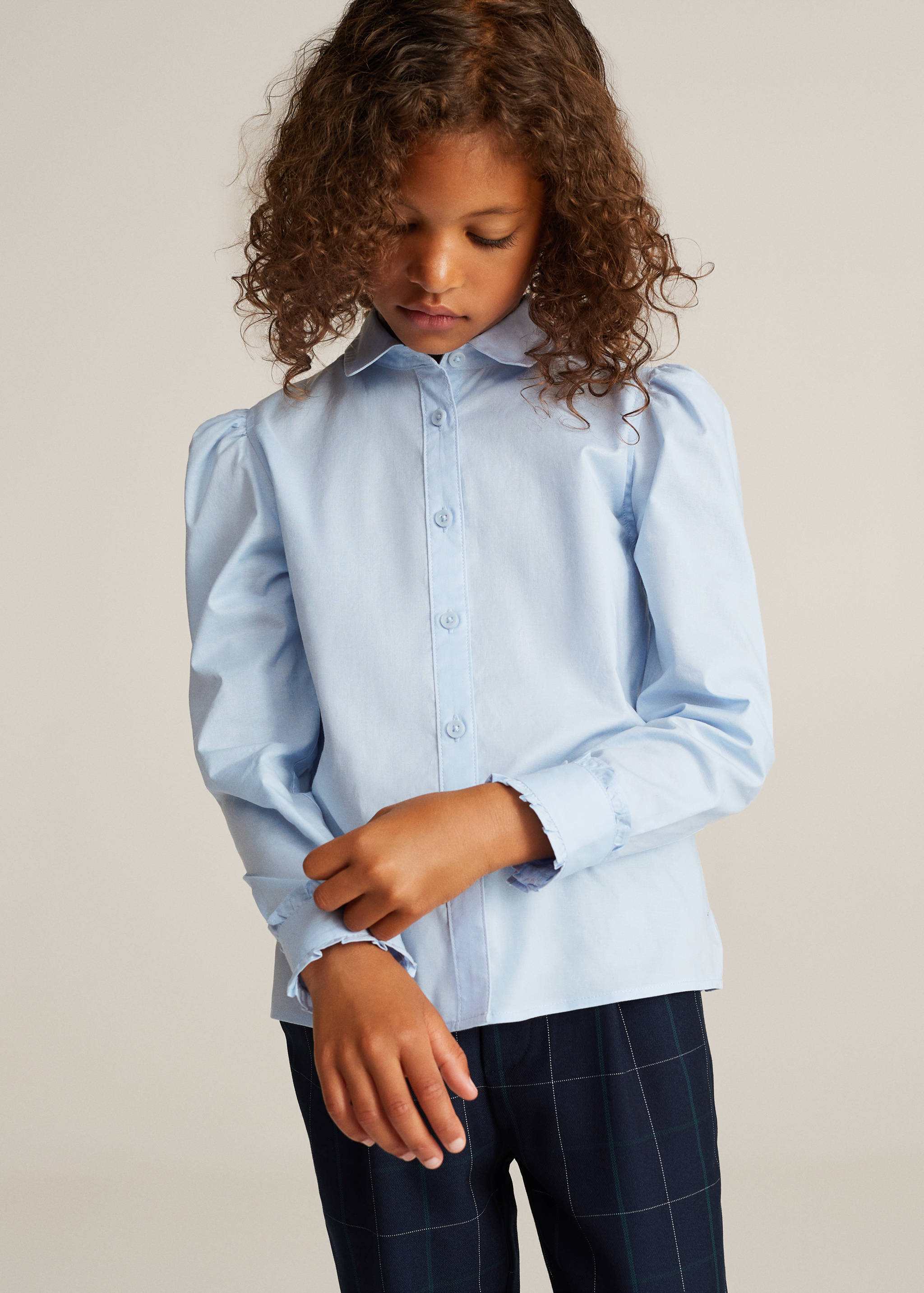 Camisa cotó màniga bollada - Pla mig