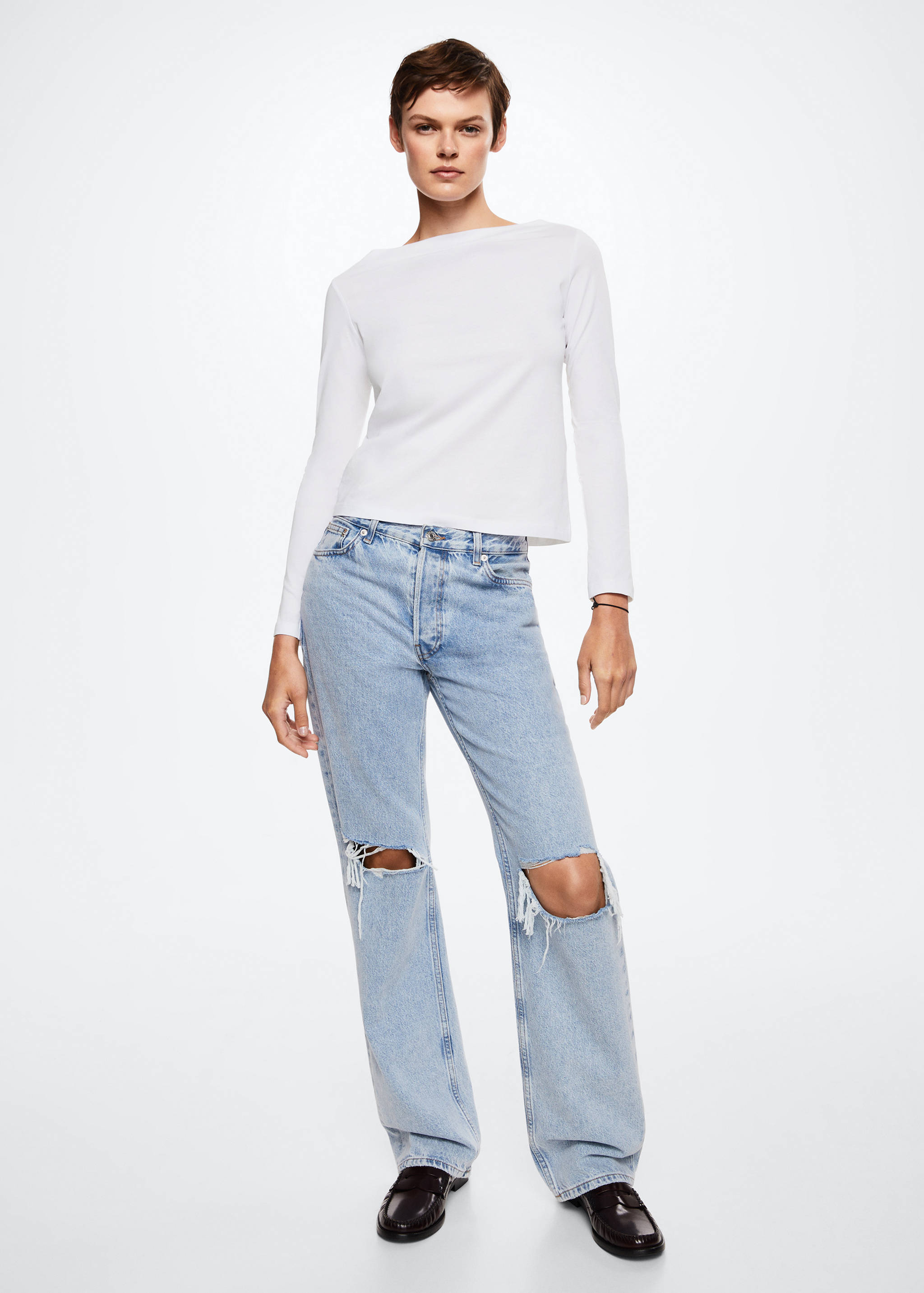 Cotton boat neck t-shirt - General plane