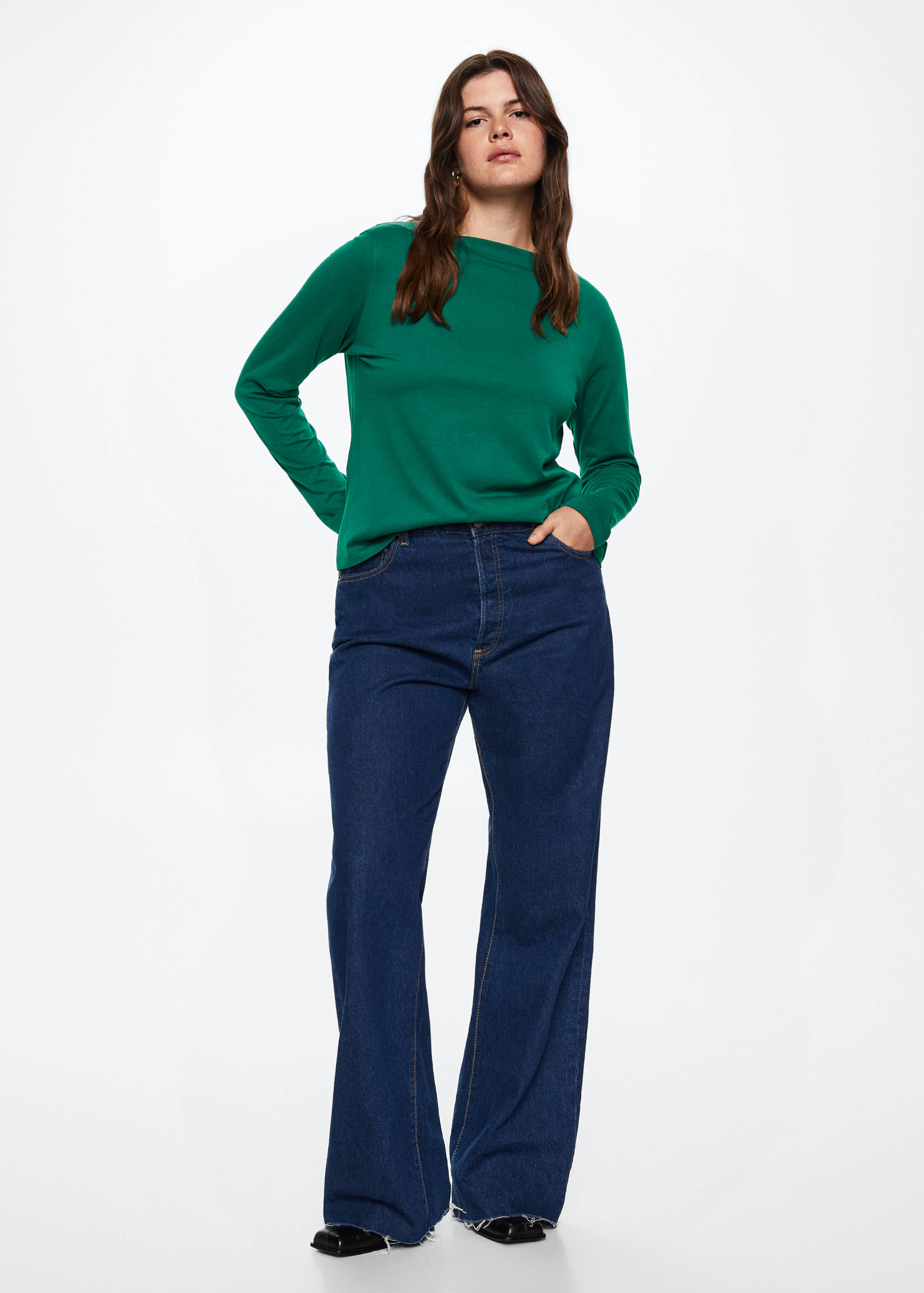 Cotton boat neck t-shirt - Details of the article 3