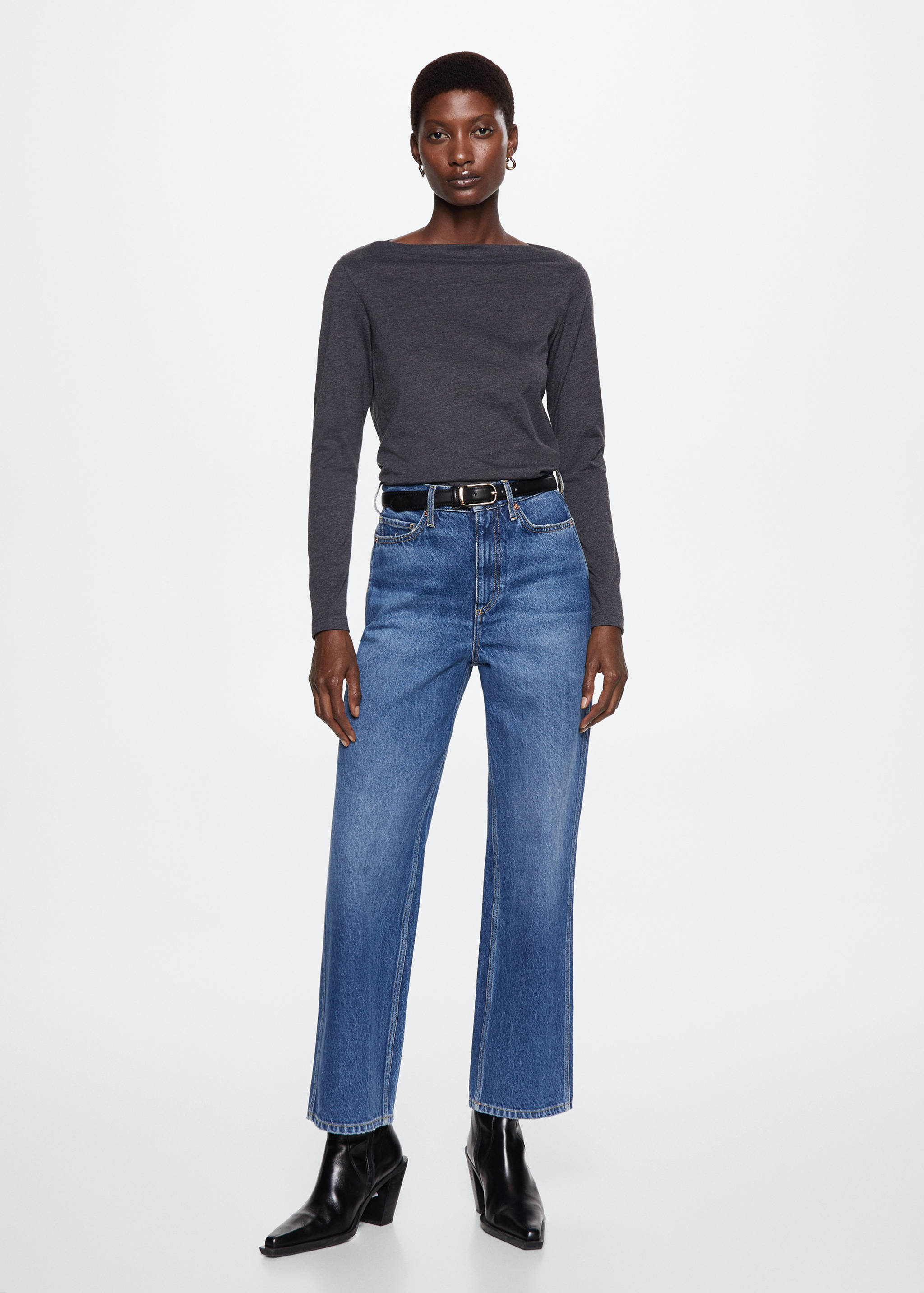 Cotton boat neck t-shirt - General plane