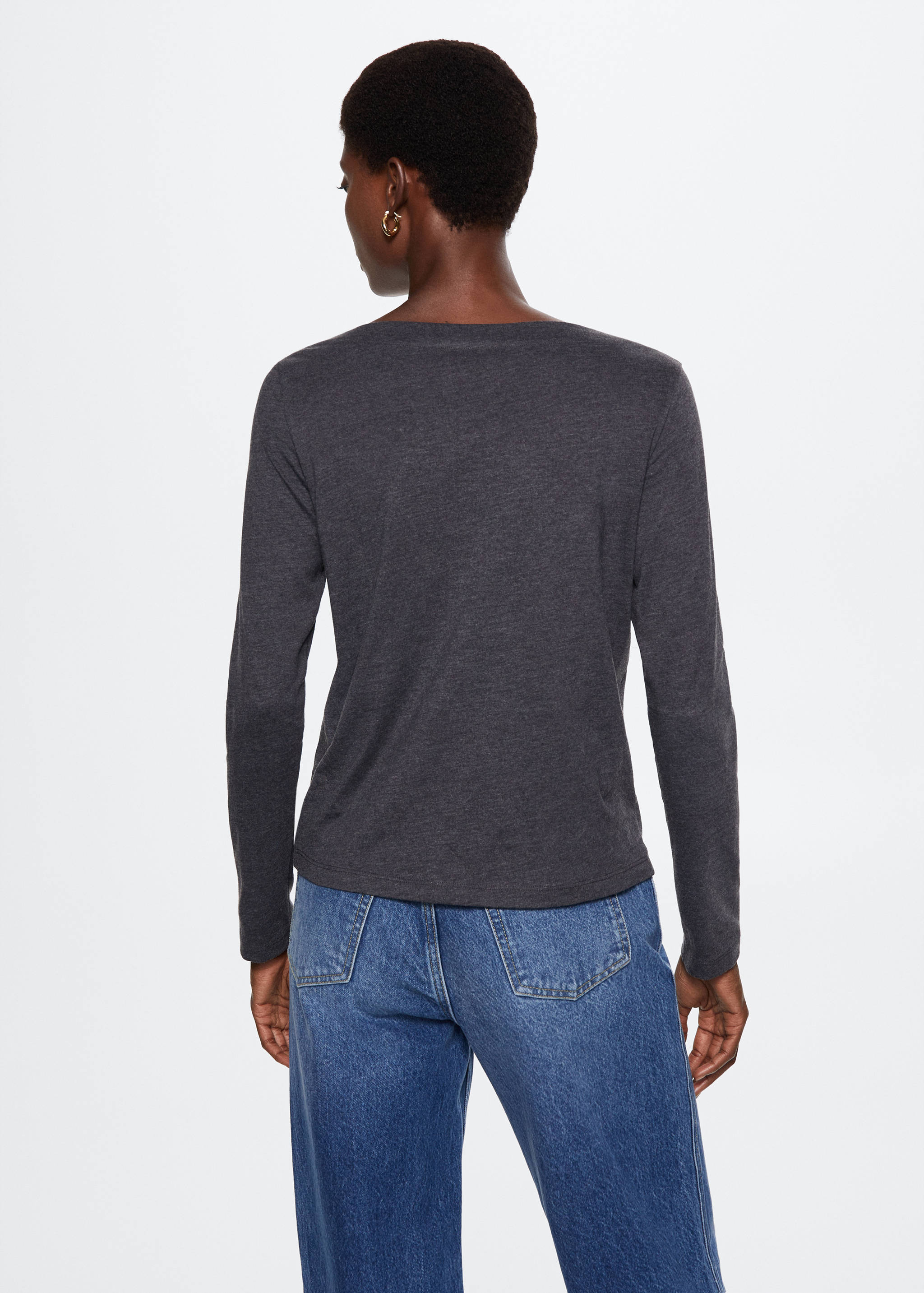 Cotton boat neck t-shirt - Reverse of the article
