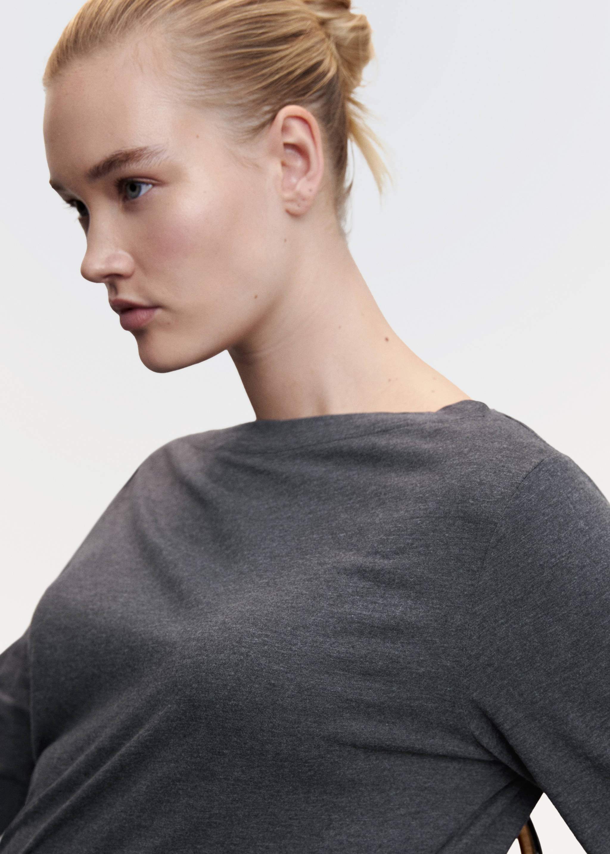Cotton boat neck t-shirt - Details of the article 4