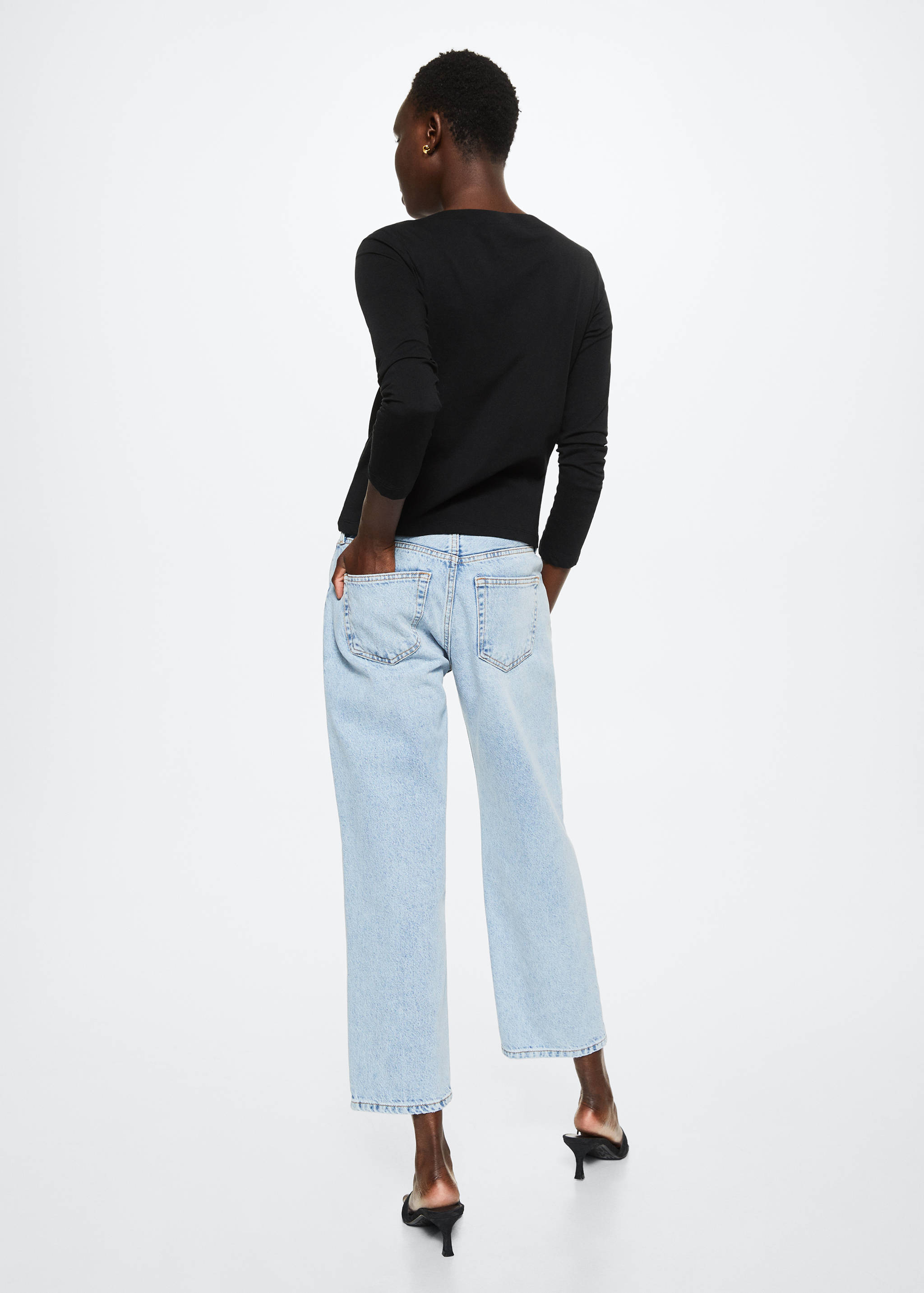Cotton boat neck t-shirt - Reverse of the article