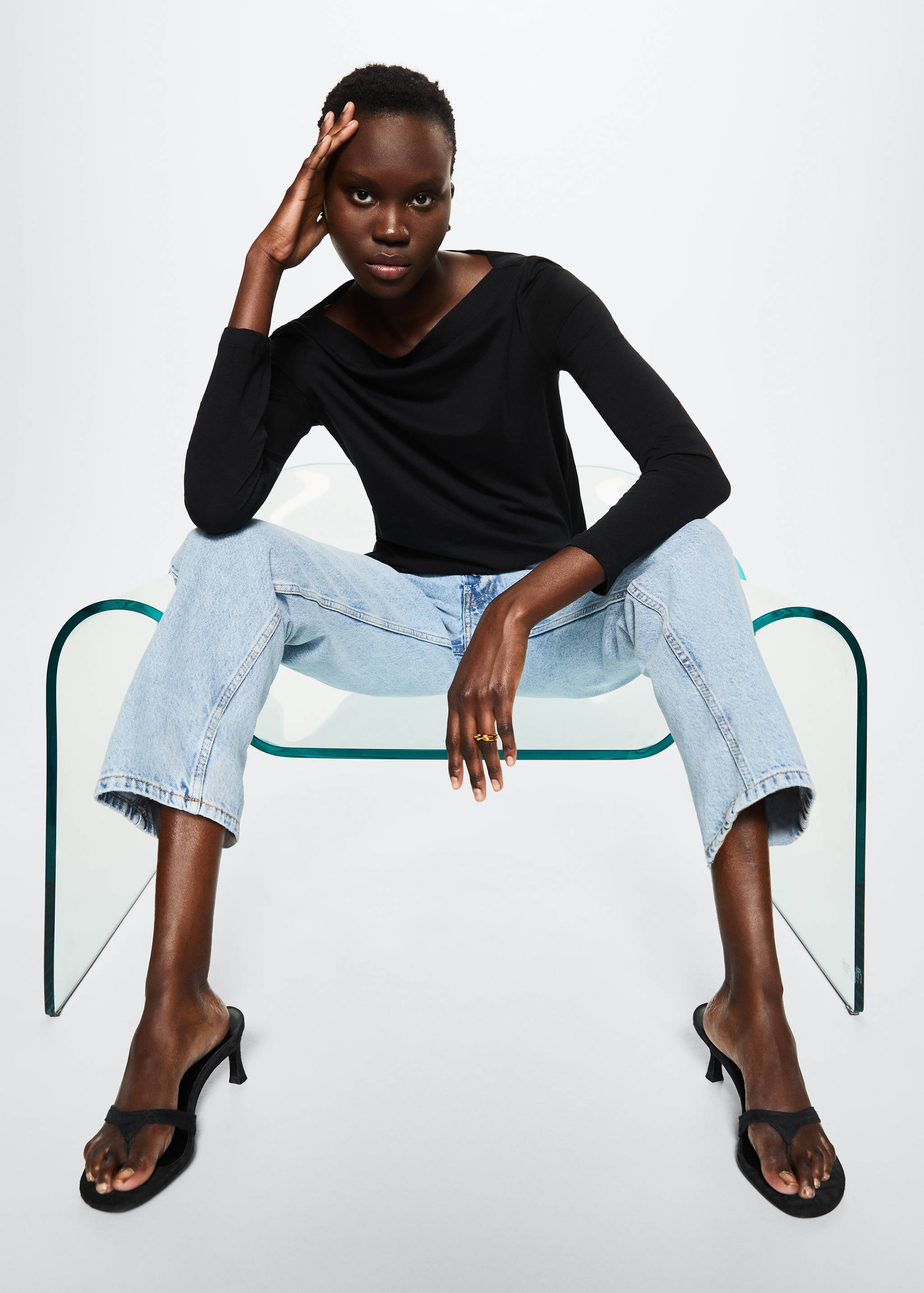 Cotton boat neck t-shirt - Details of the article 2