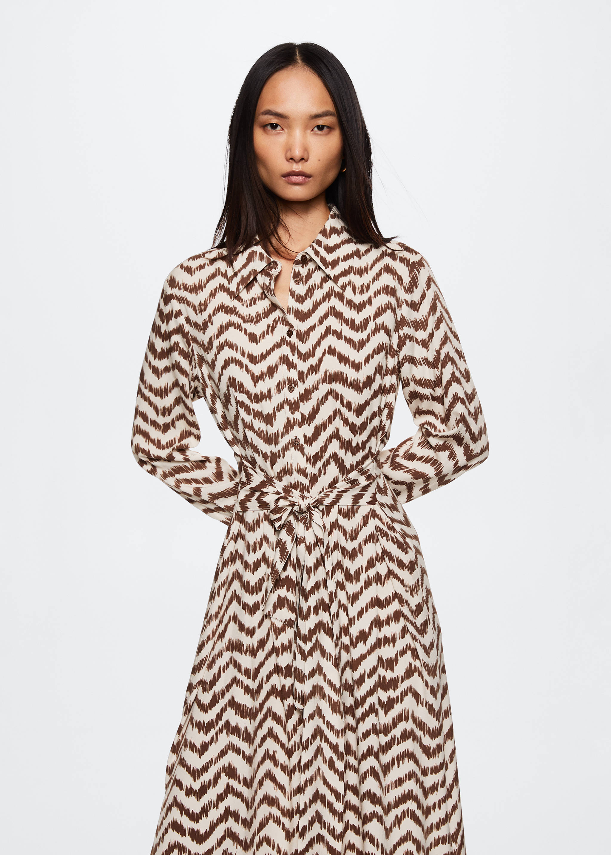 Printed shirt dress - Medium plane