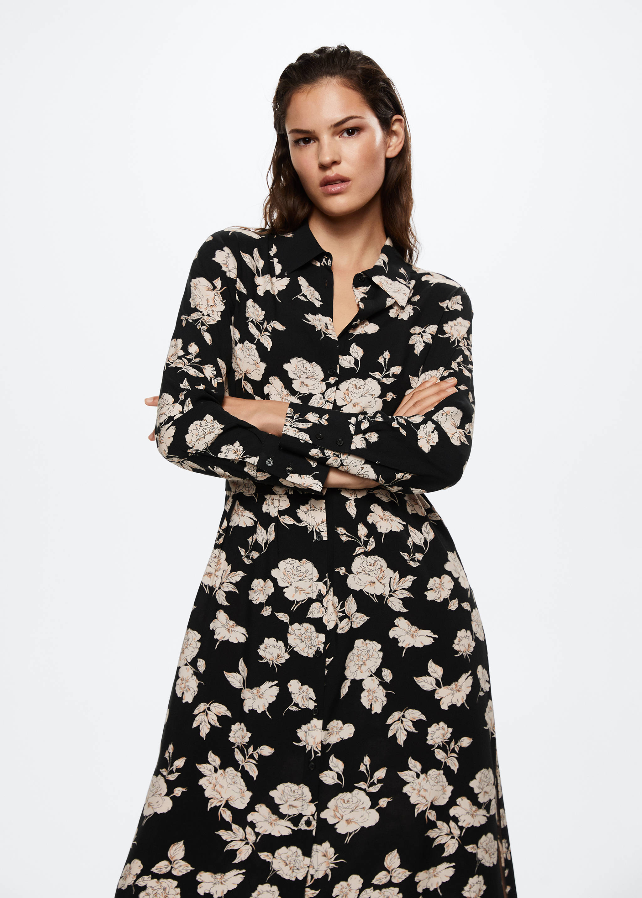 Printed shirt dress - Medium plane