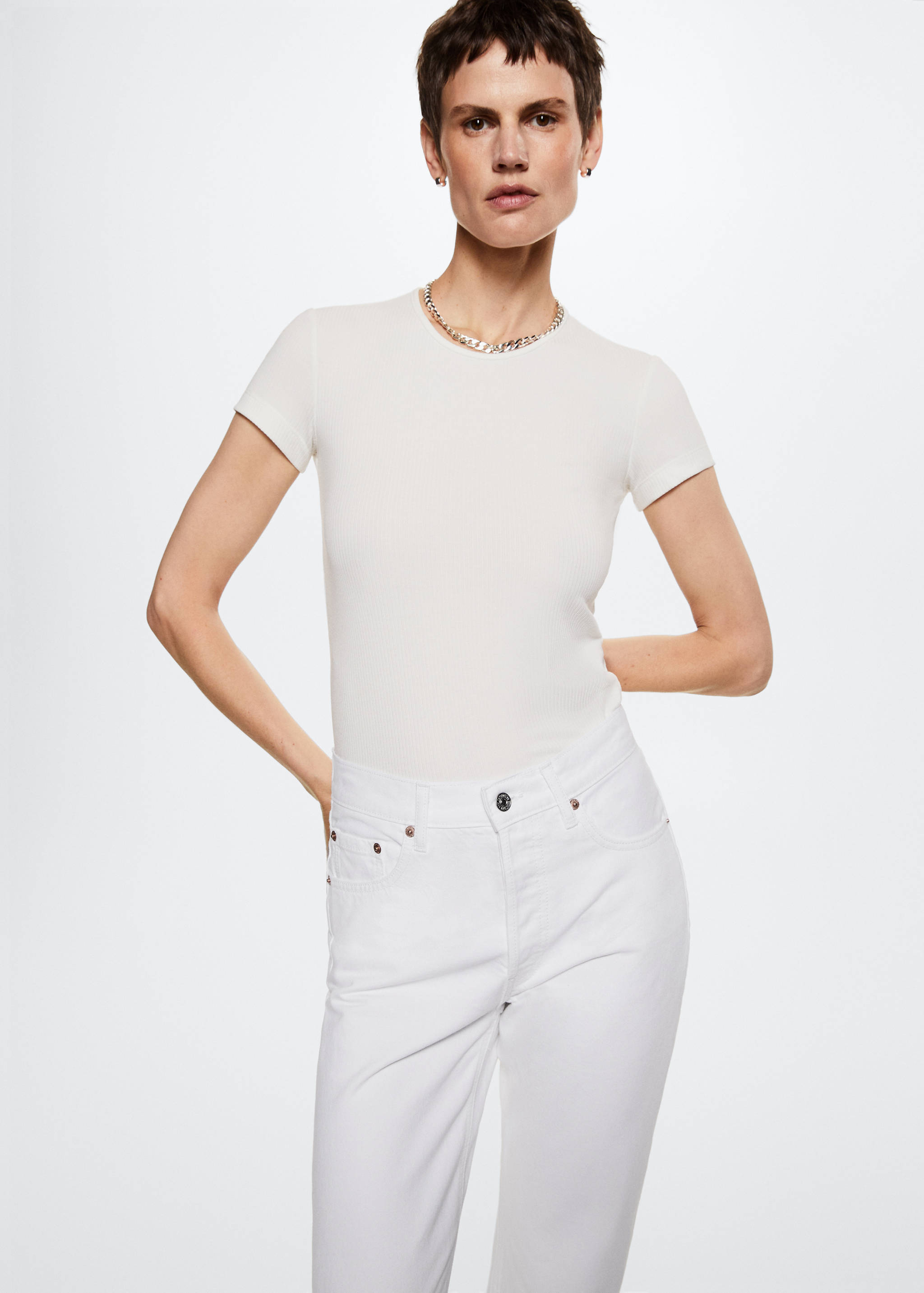 Jeans rectos tiro alto crop - Detalle del artículo 1