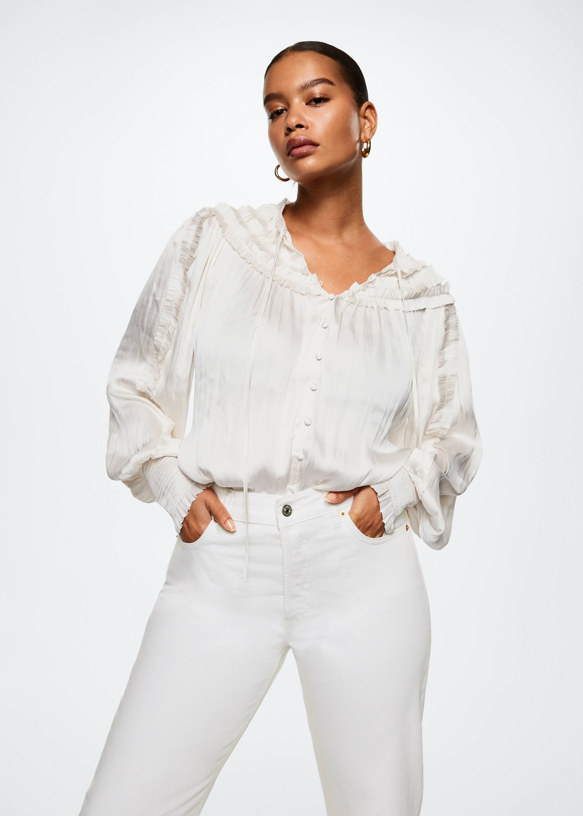 Jeans rectos tiro alto crop - Detalle del artículo 4