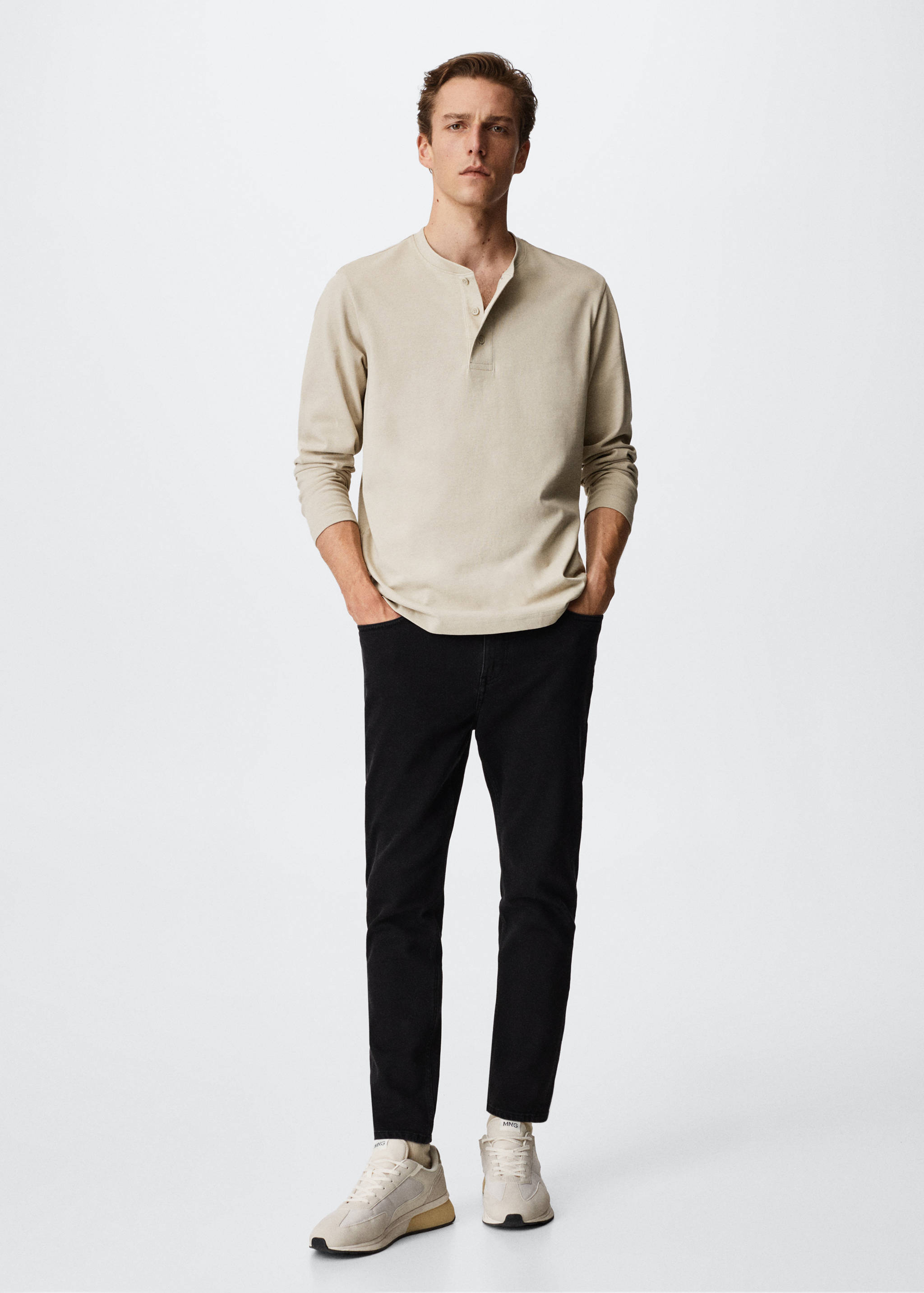 Langärmliges Henley-Shirt - Allgemeine Ansicht