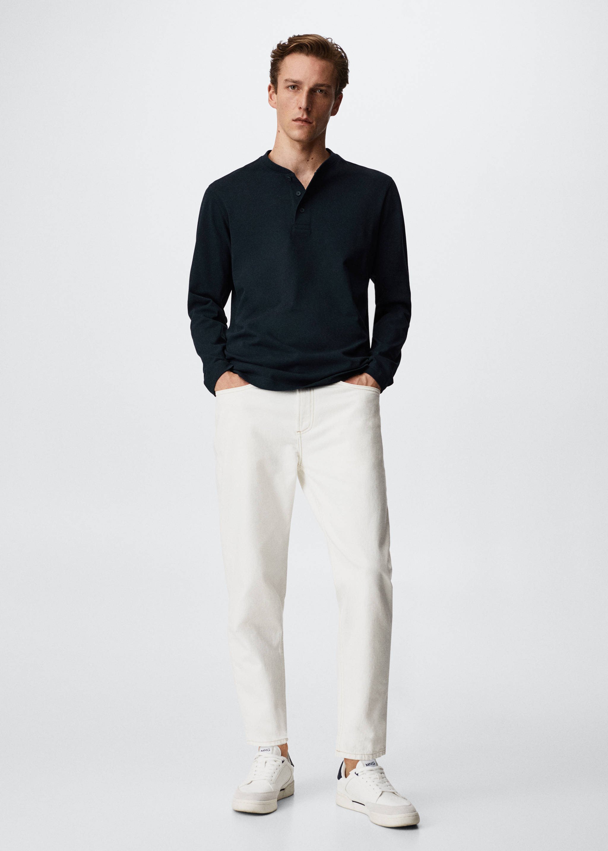 Langärmliges Henley-Shirt - Allgemeine Ansicht