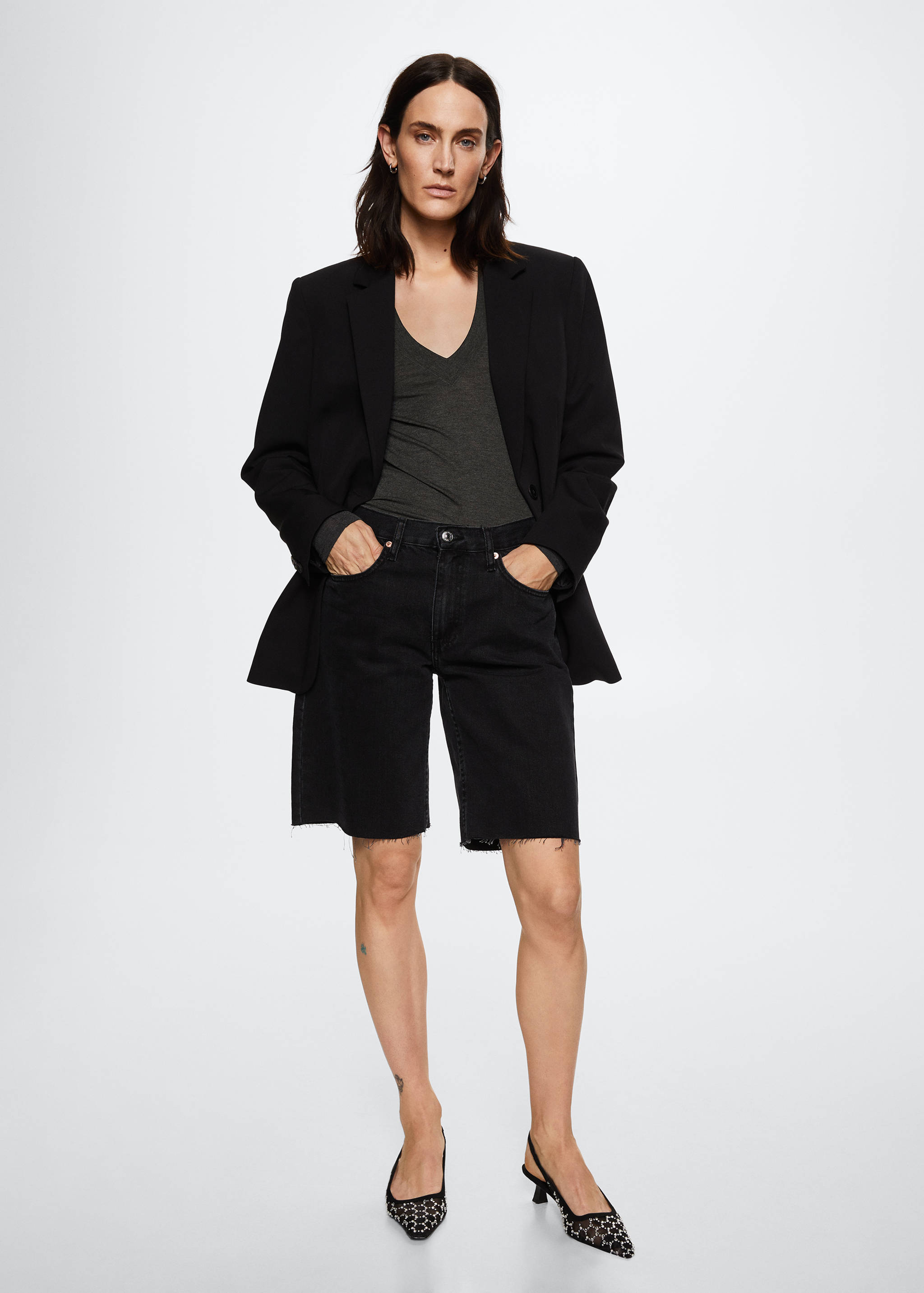 Long-sleeved V-neck T-shirt - General plane