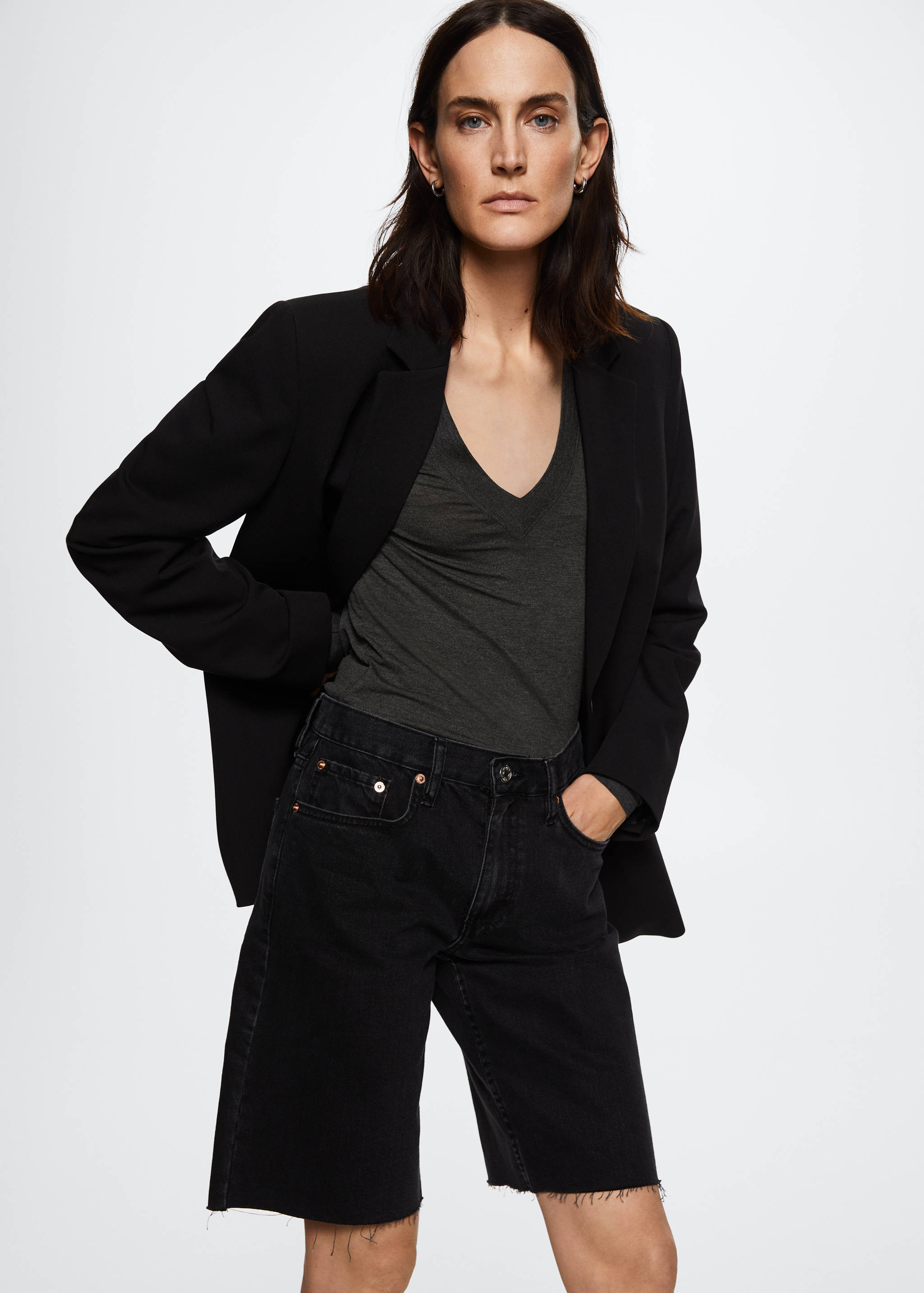 Long-sleeved V-neck T-shirt - Medium plane