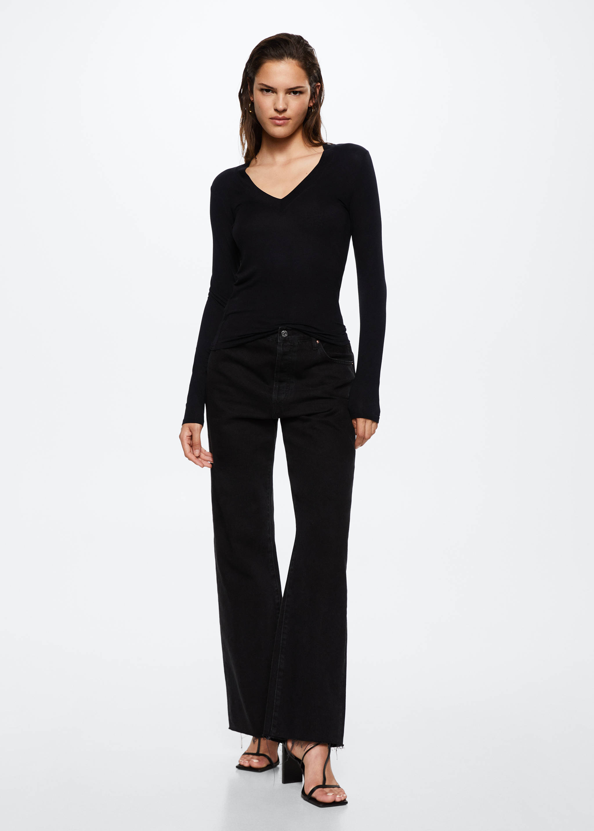 Long-sleeved V-neck T-shirt - General plane