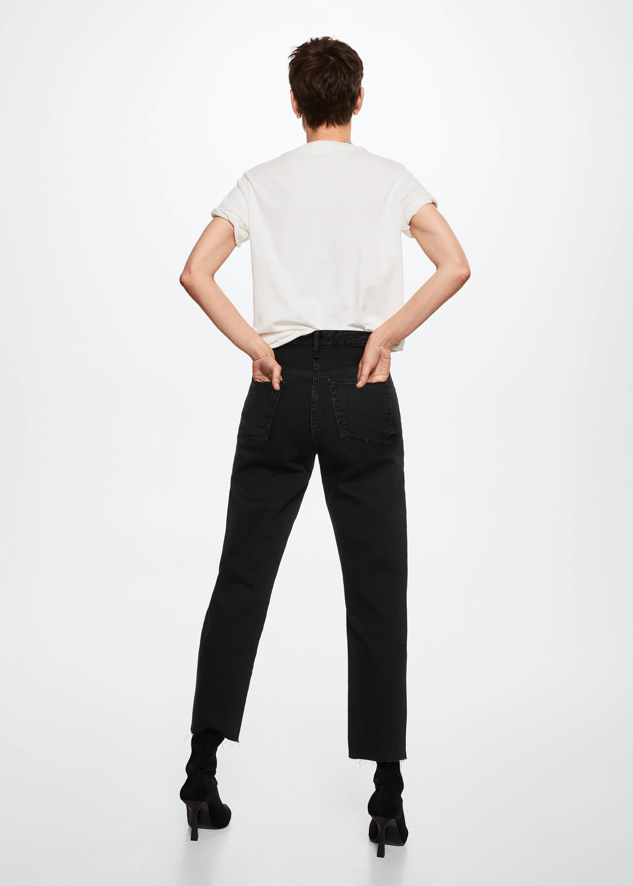 Jeans rectos tiro alto crop - Reverso del artículo