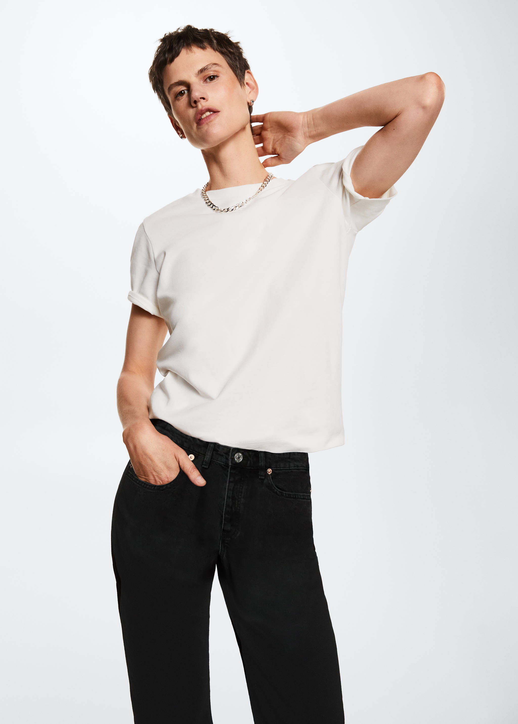 Jeans rectos tiro alto crop - Detalle del artículo 2