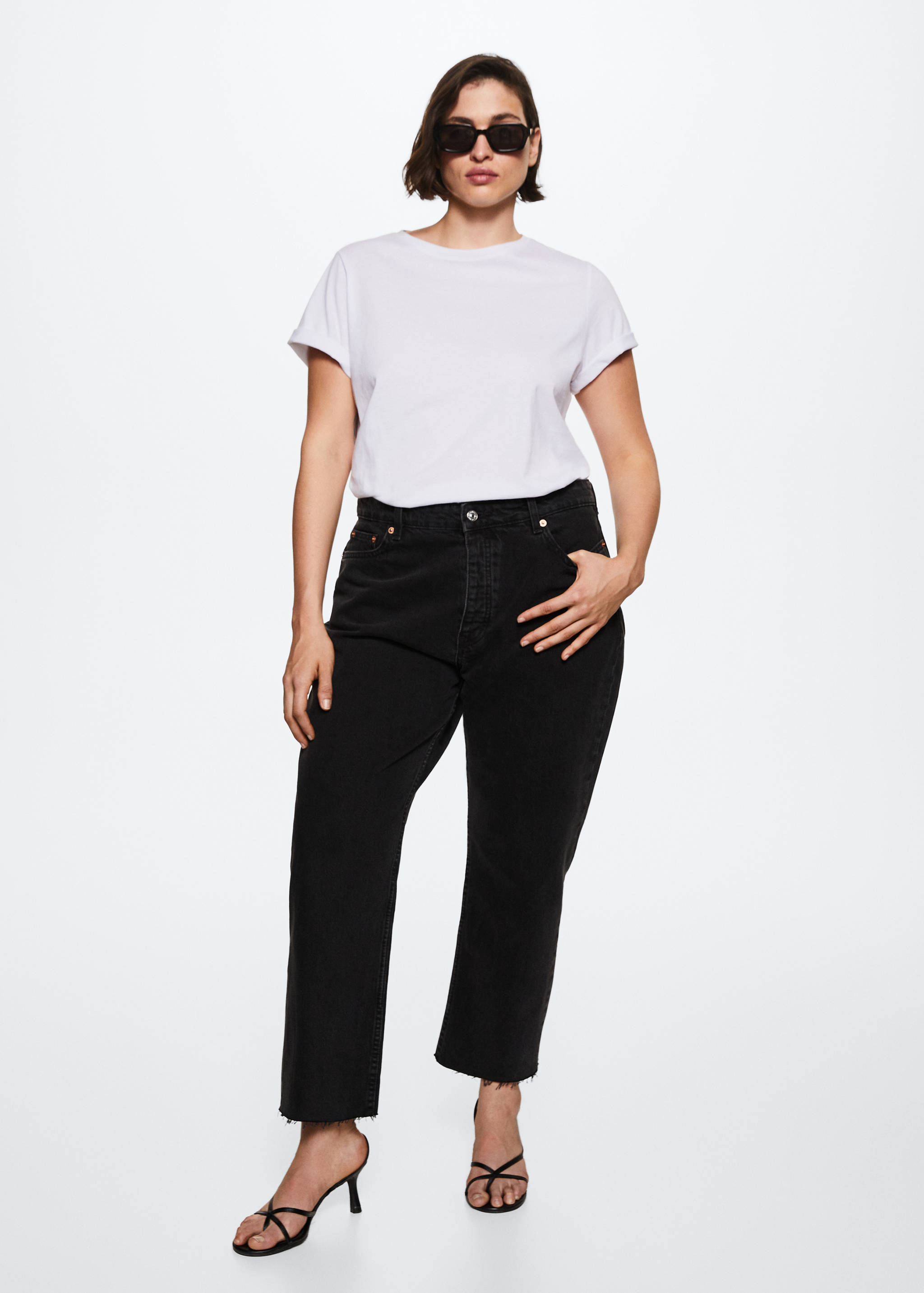 Jeans rectos tiro alto crop - Detalle del artículo 3
