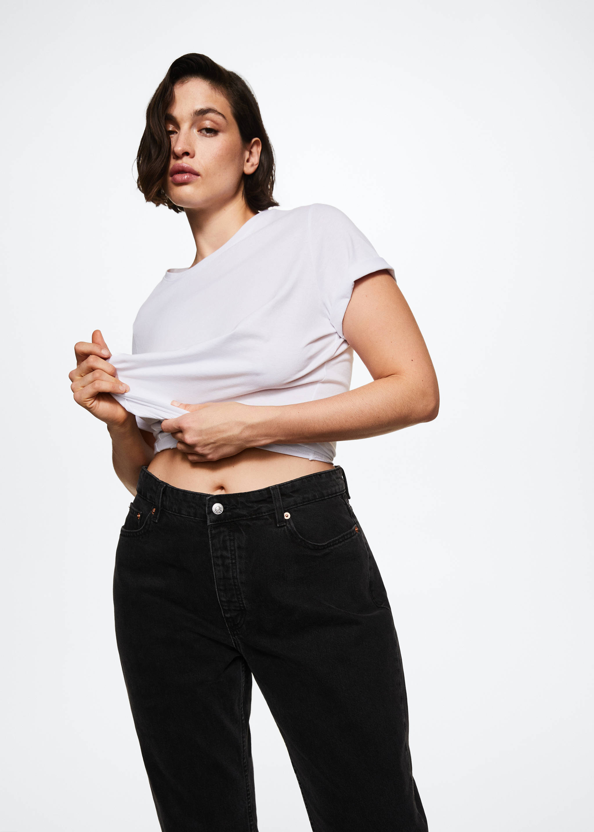 Jeans rectos tiro alto crop - Detalle del artículo 5