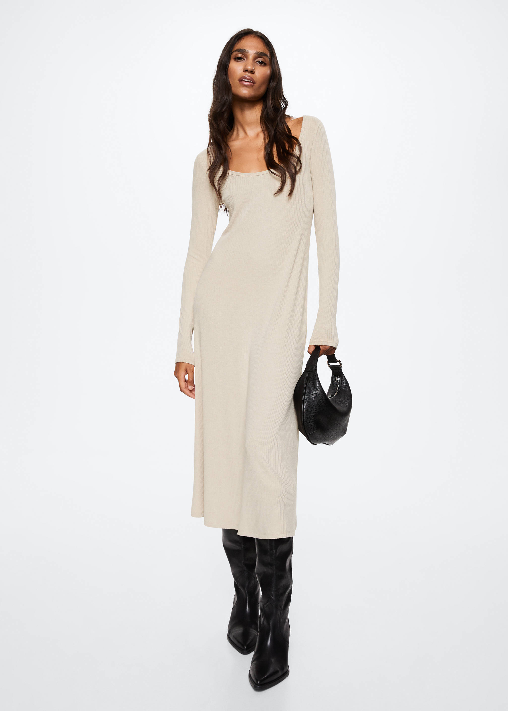 Ribbed midi dress - General plane