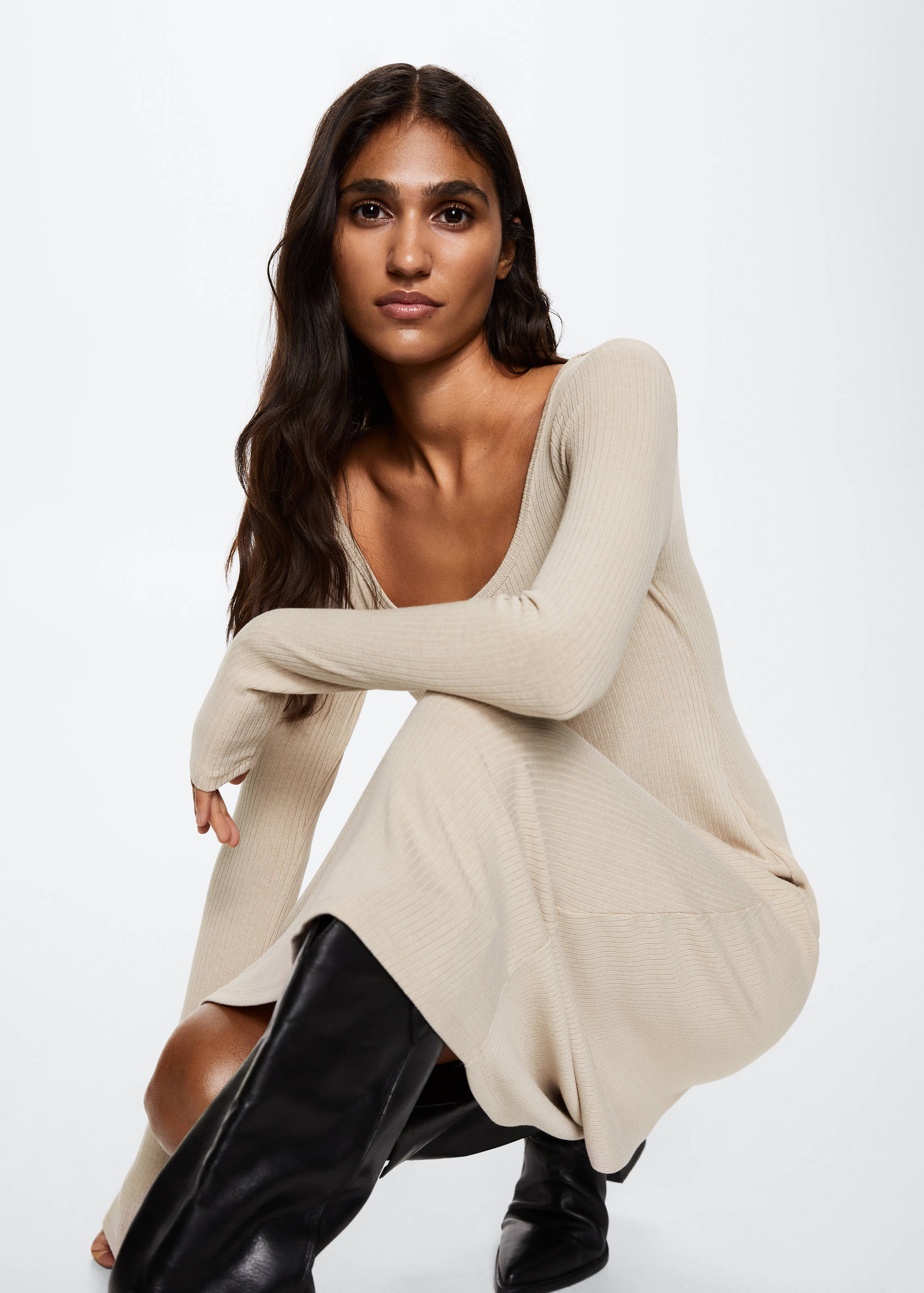 Ribbed midi dress - Details of the article 1