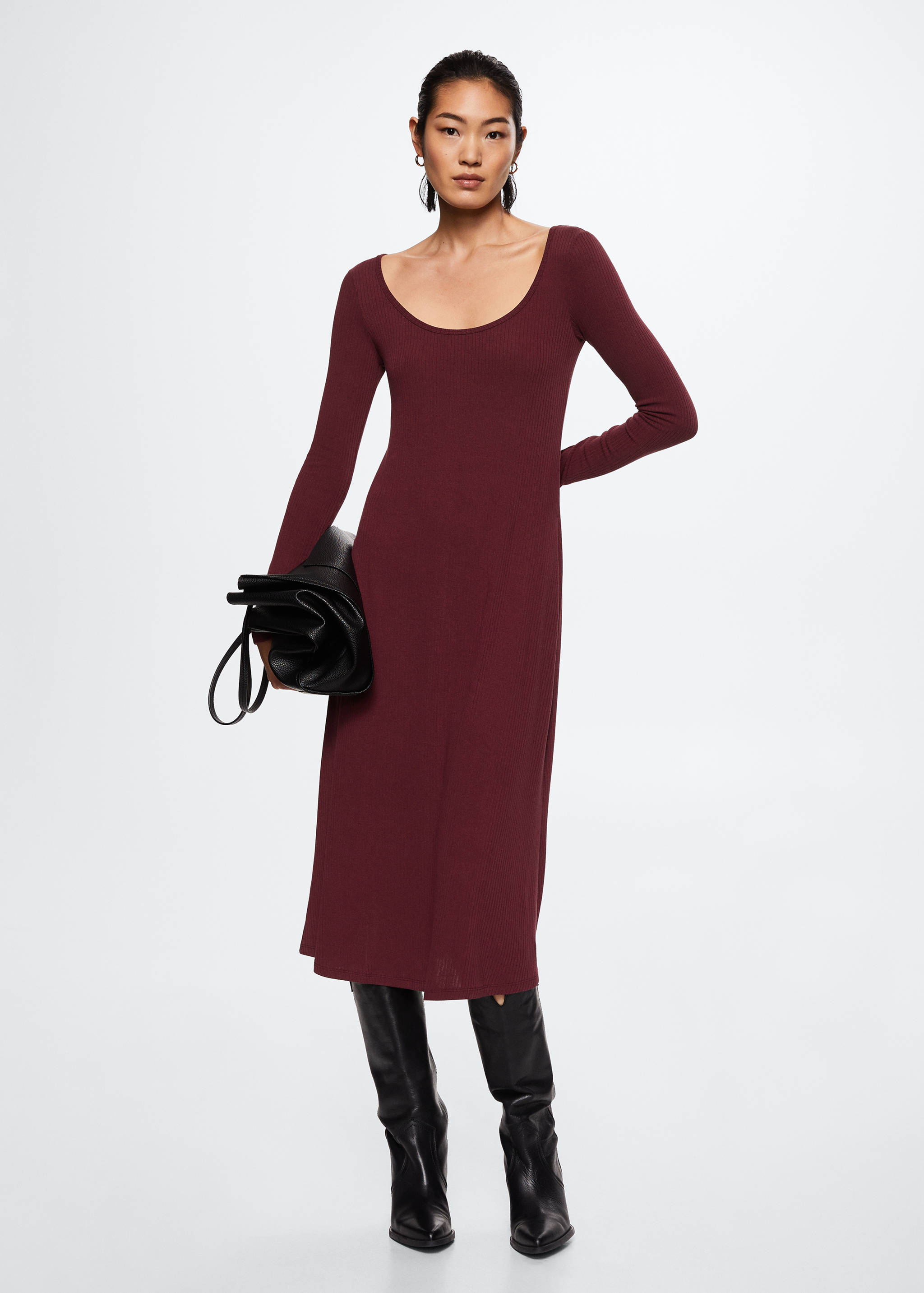 Ribbed midi dress - General plane