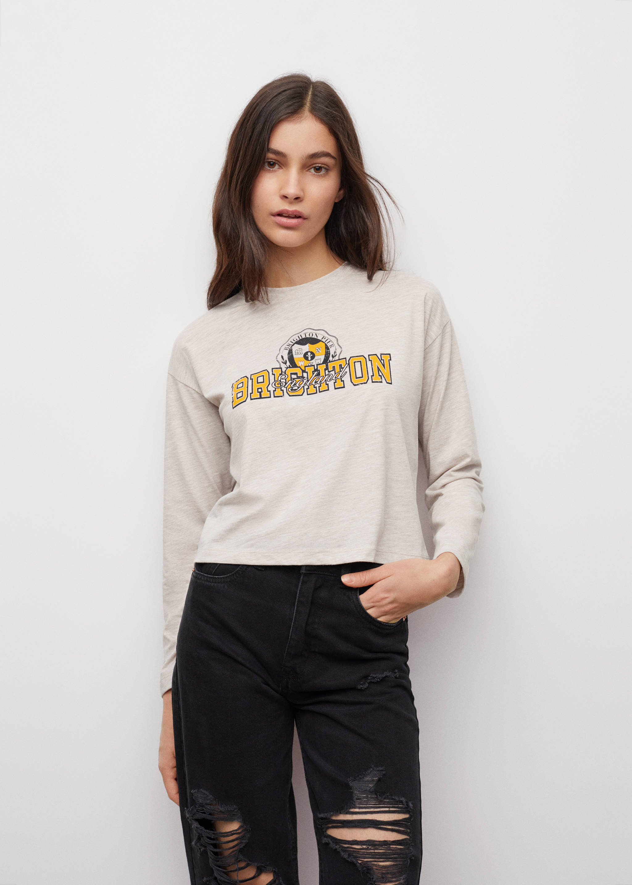 Langärmliges Print-T-Shirt - Mittlere Ansicht