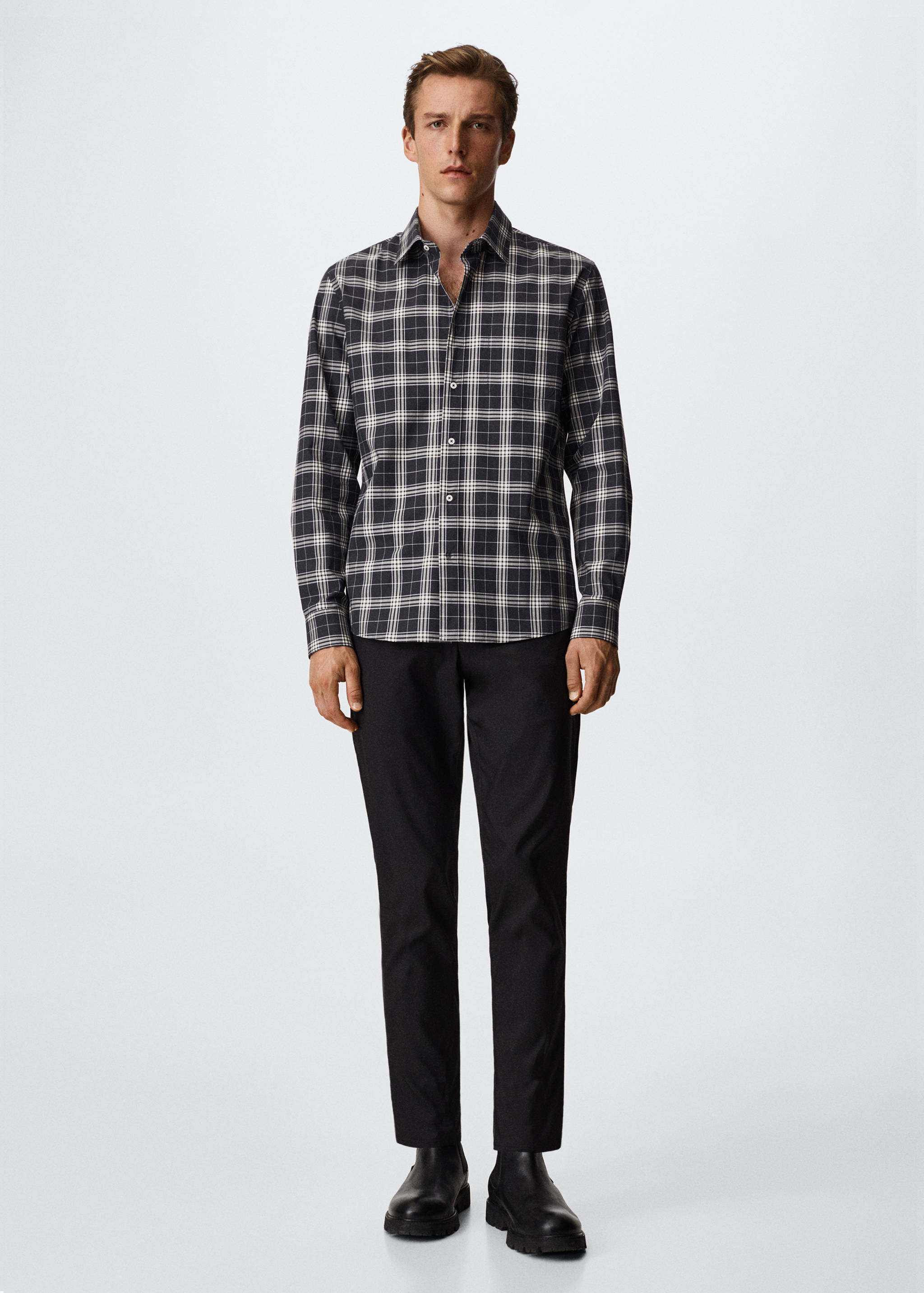 Camisa slim fit quadres - Pla general