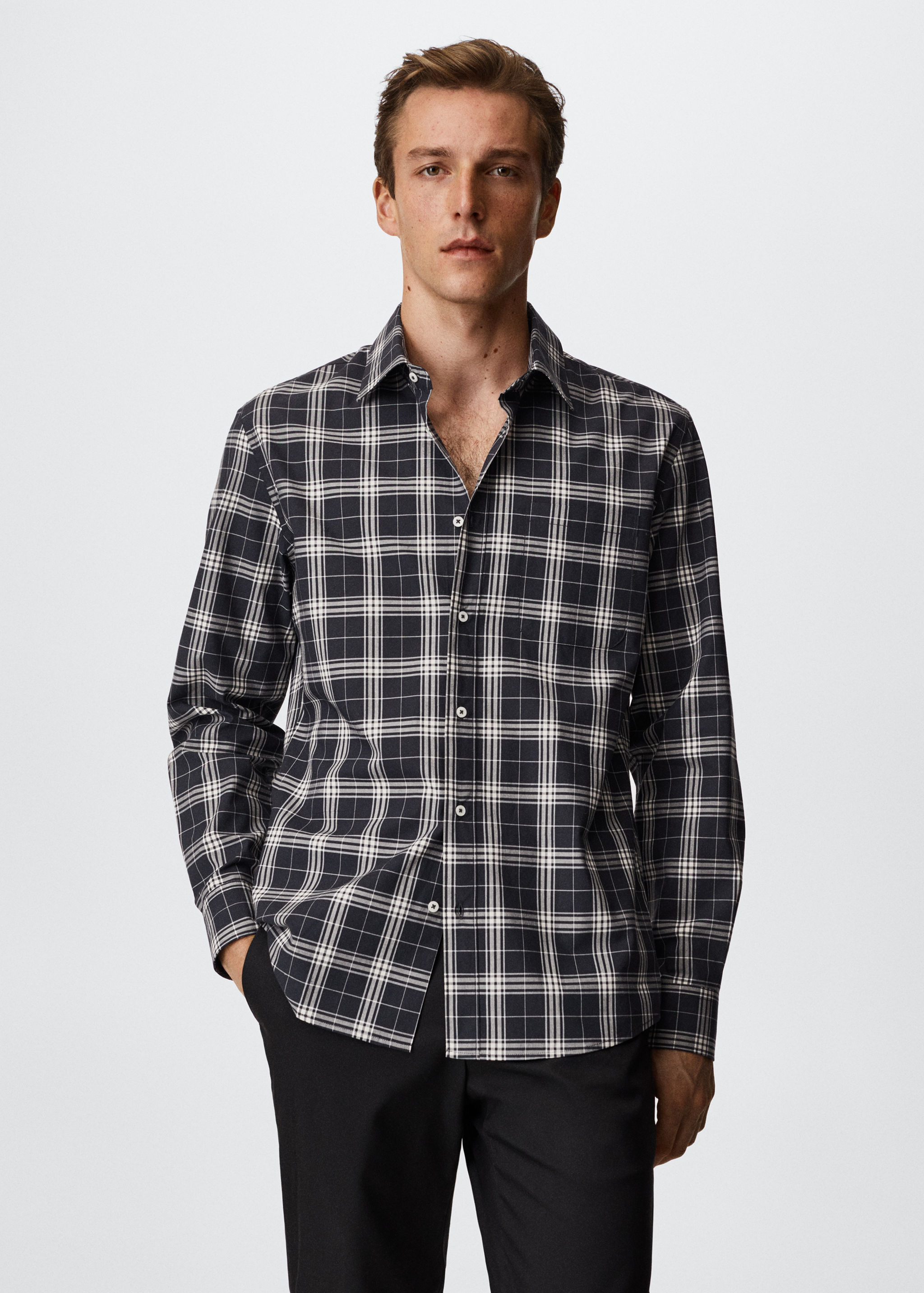 Camisa slim fit quadres - Pla mig