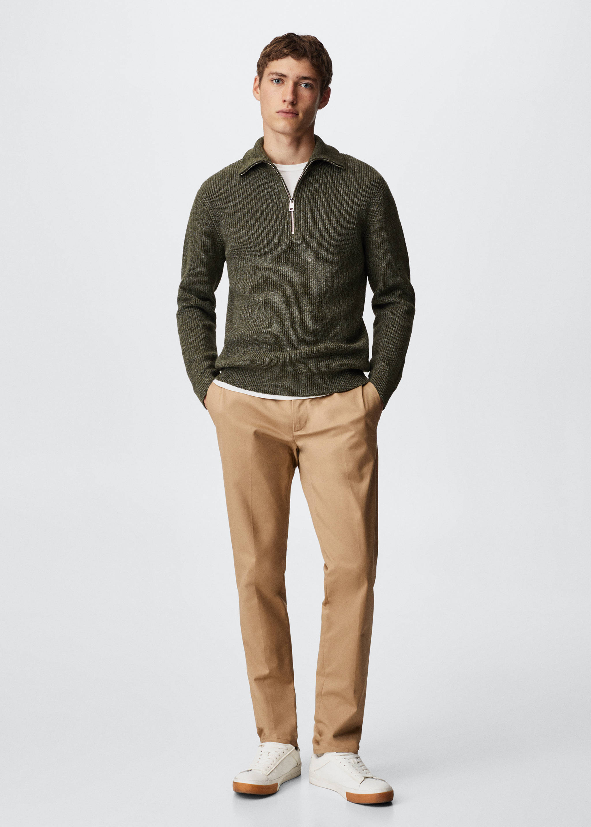 Structured sweater with zip neck  - General plane