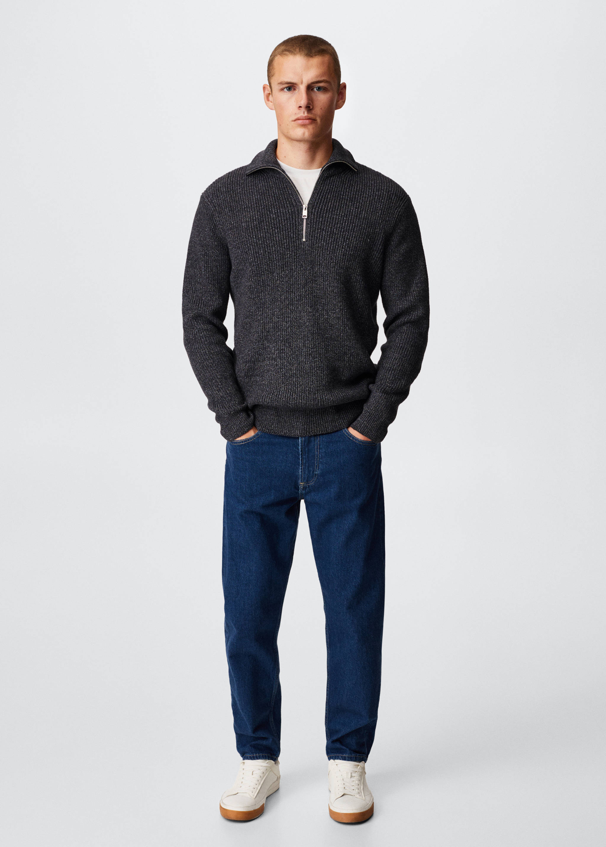 Structured sweater with zip neck  - General plane