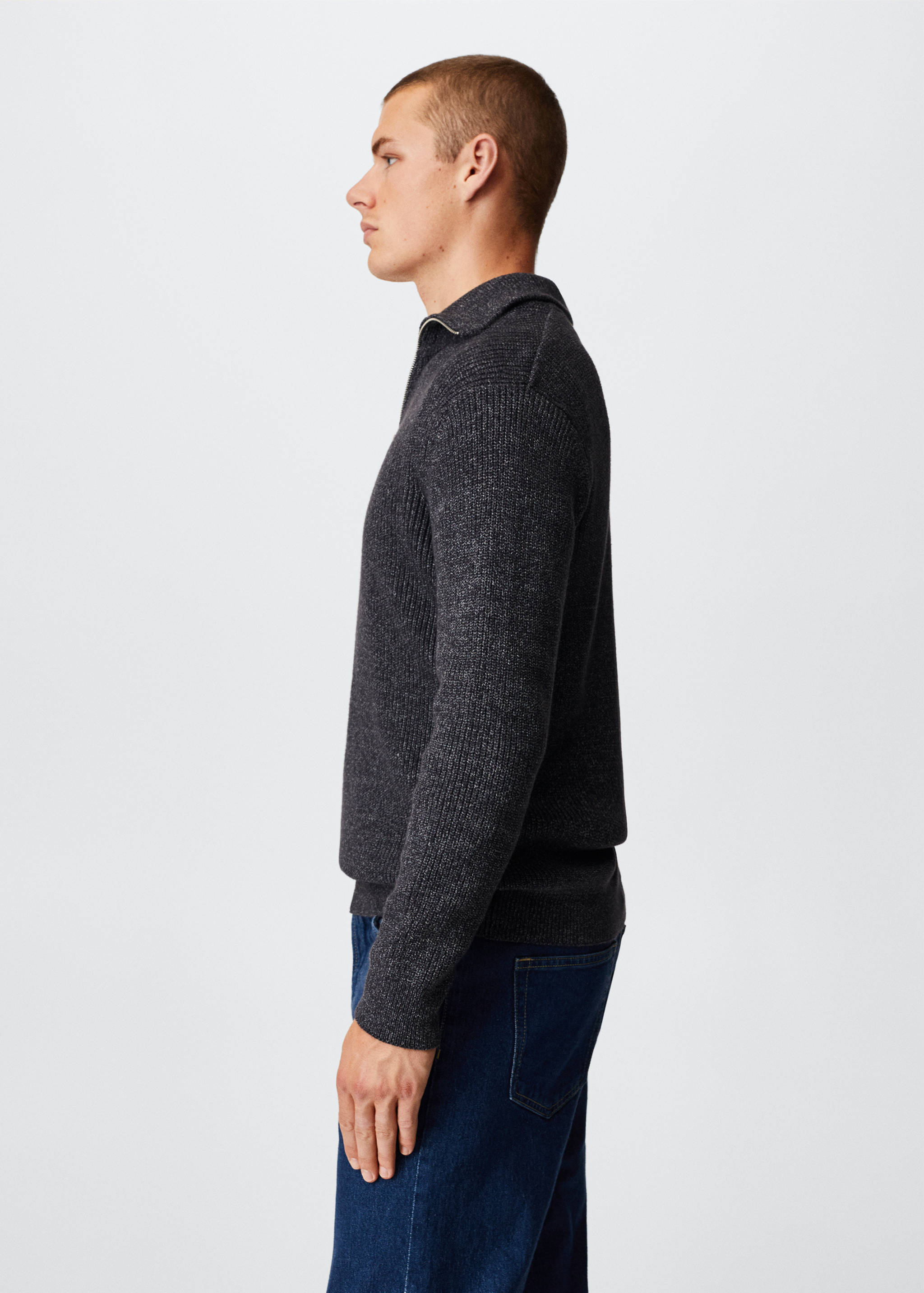 Structured sweater with zip neck  - Details of the article 4